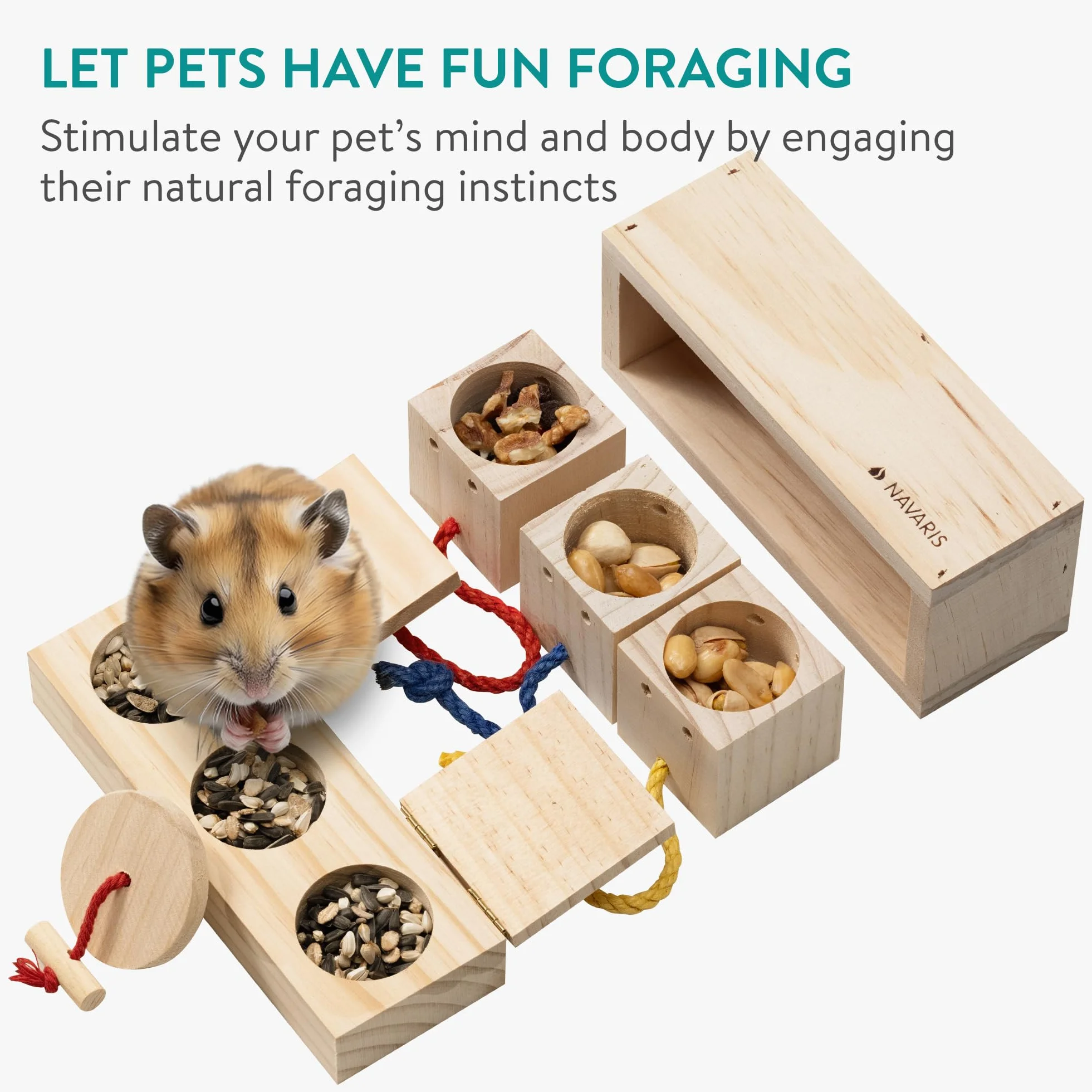 Navaris Distributeur de Friandises pour Hamster - Jouet Interactif pour Lapin Nain Cochon d'Inde Rongeur