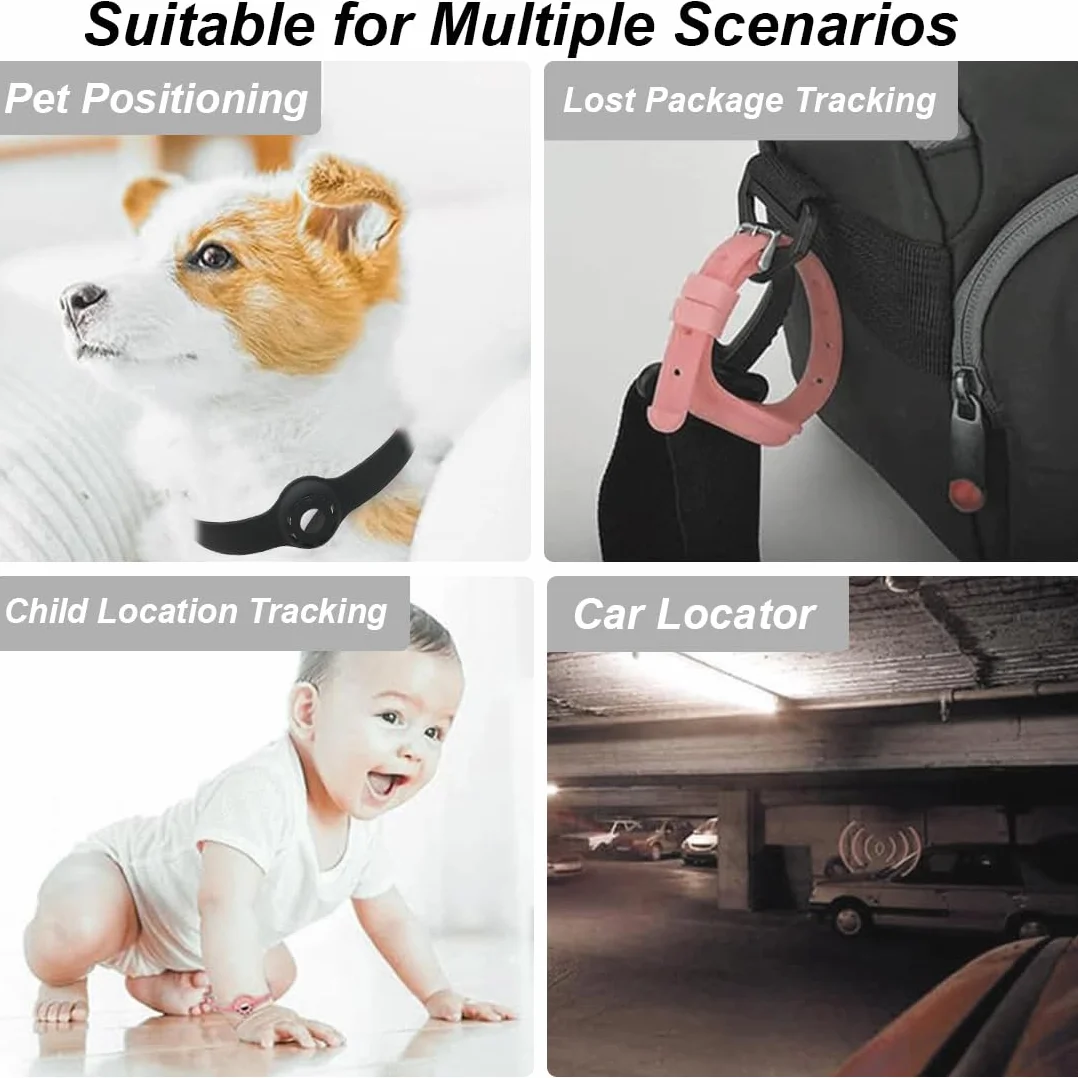 Collier Chat Anti Étranglement Réglable pour chat avec AirTag Silicone Noir