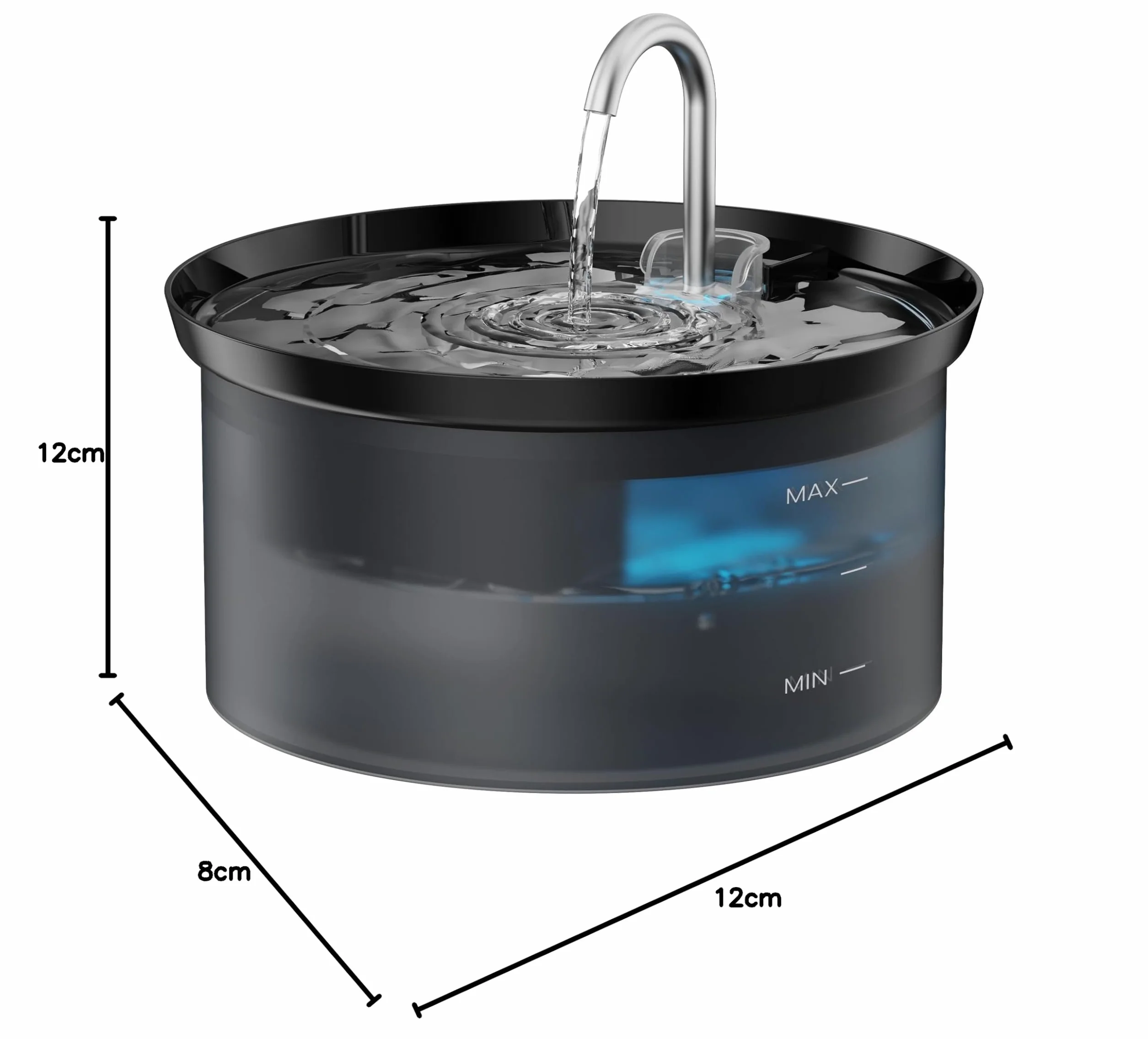 Fontaine à Eau pour Chat 2,5L avec Pompe Silencieuse et Filtre à Carbone Actif