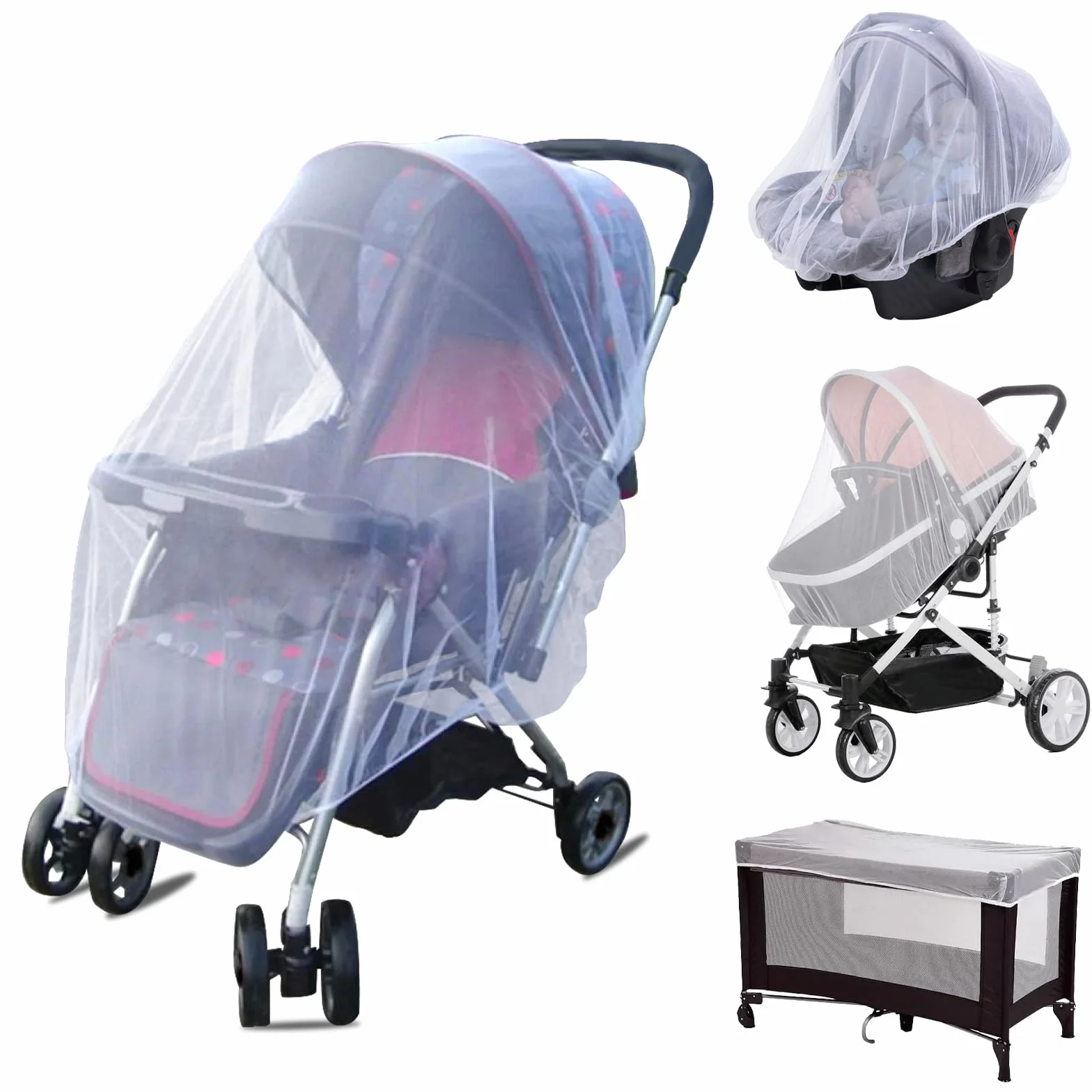 Moustiquaire pour Lit Voyage 120x60cm Bébé avec Sac de Rangement Respirante Portable