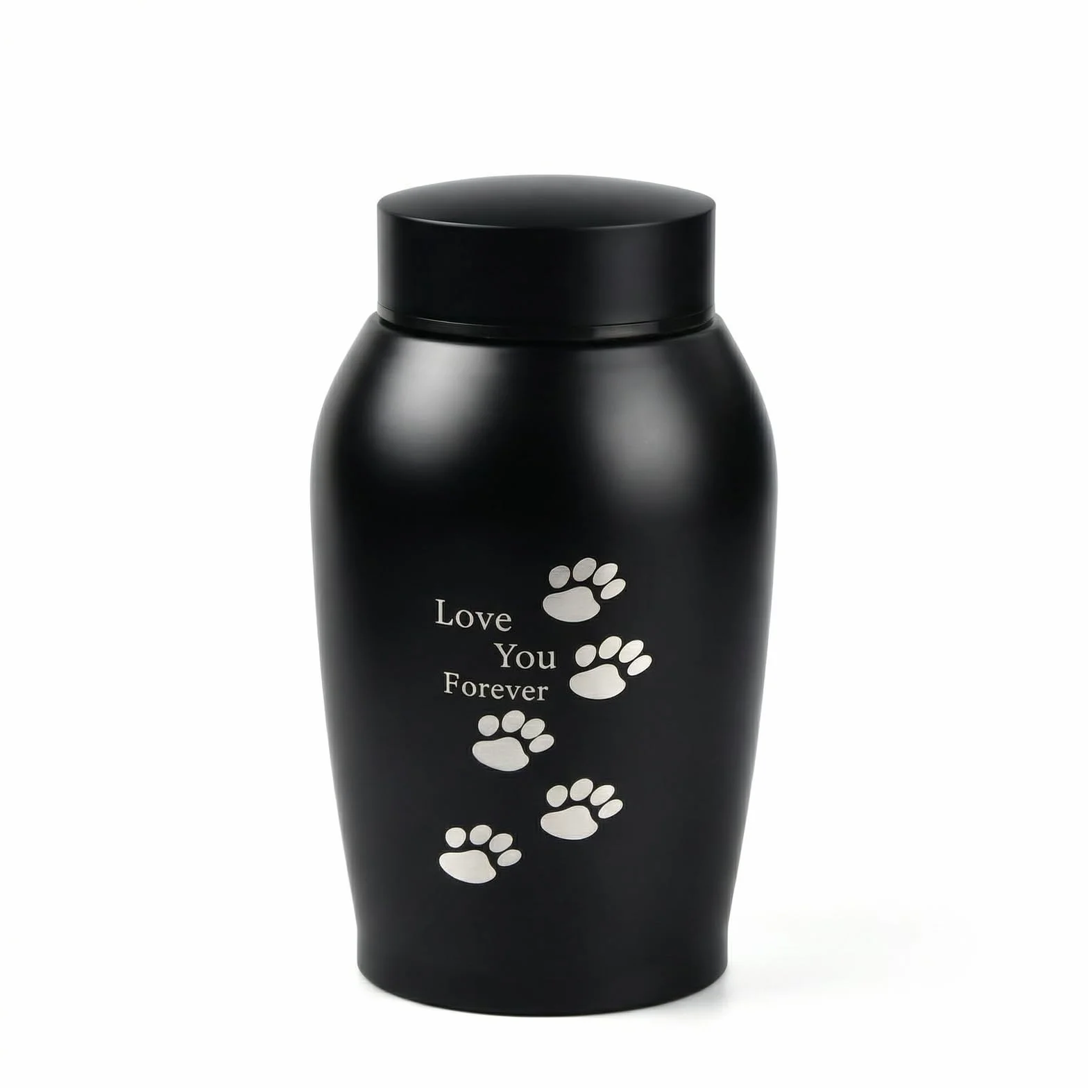 Urne pour animaux de compagnie en acier inoxydable - Urne commémorative pour chiens et chats - Noir