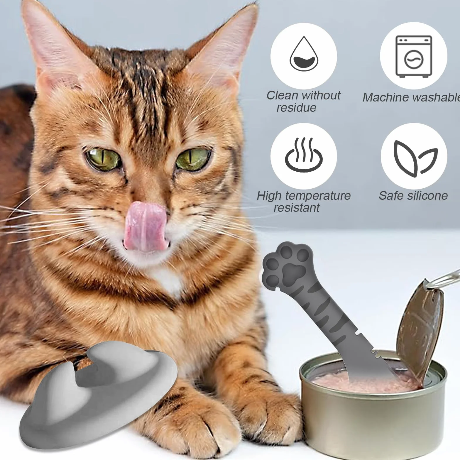 Couvercle Silicone Alimentaire pour Chat, Lot Ensemble Polyvalent pour Nourriture et Conservation