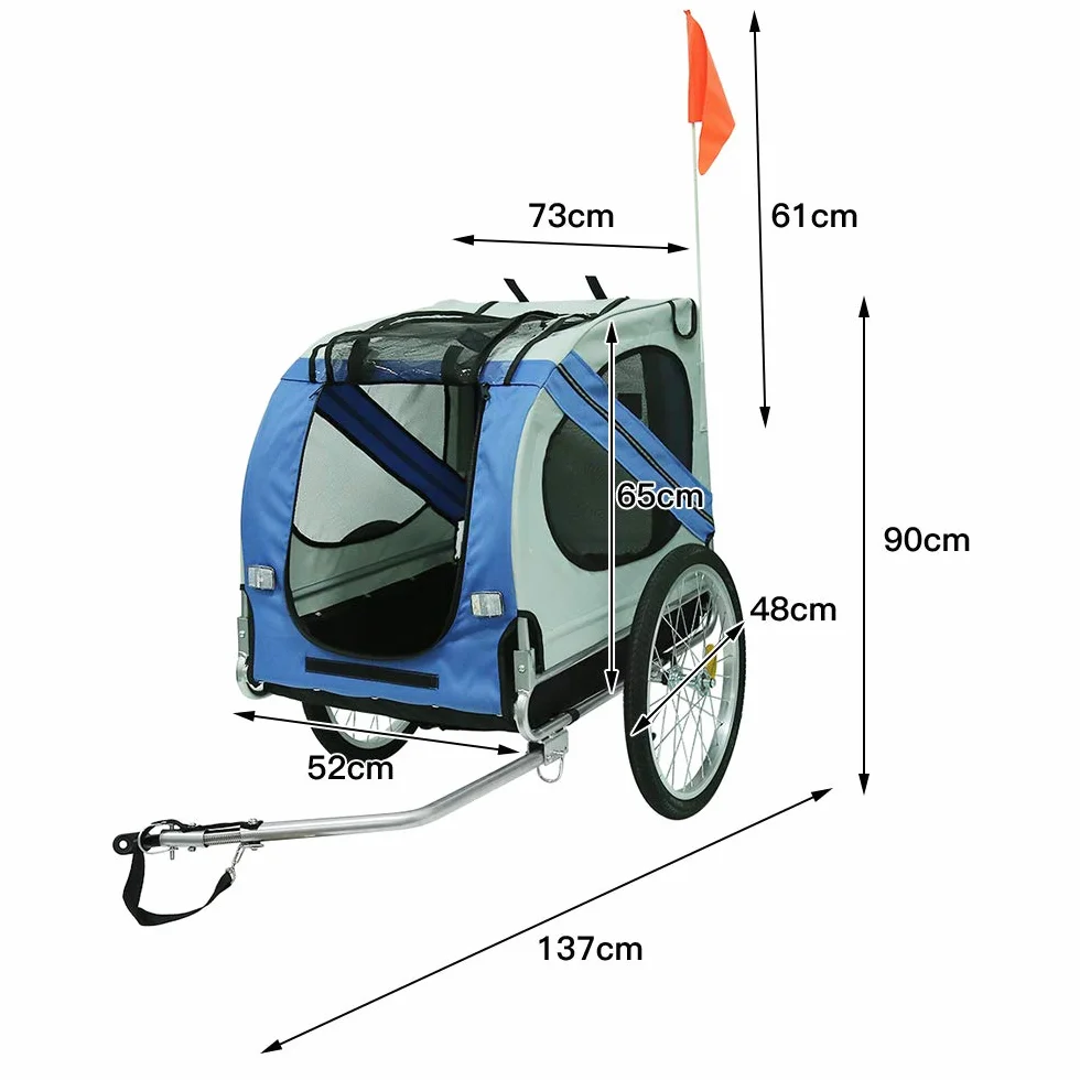 Remorque pour Enfants 2 en 1 Velo Pliable pour Chien Animaux avec Drapeau et Reflecteurs