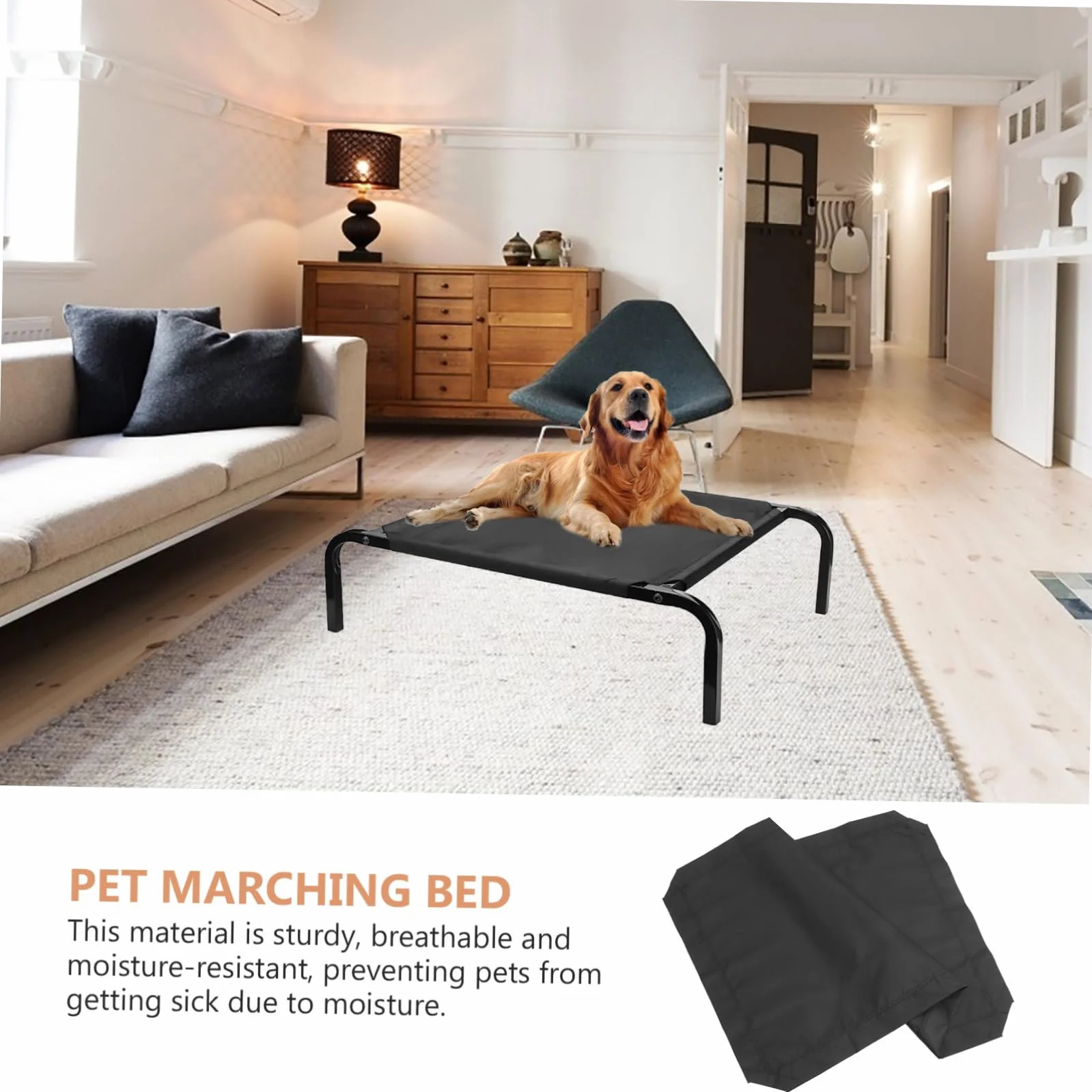 SUPVOX Transat Chien Intérieur Tissu Oxford Respirant Lit Surélevé Couverture Amovible Chiots Voyages