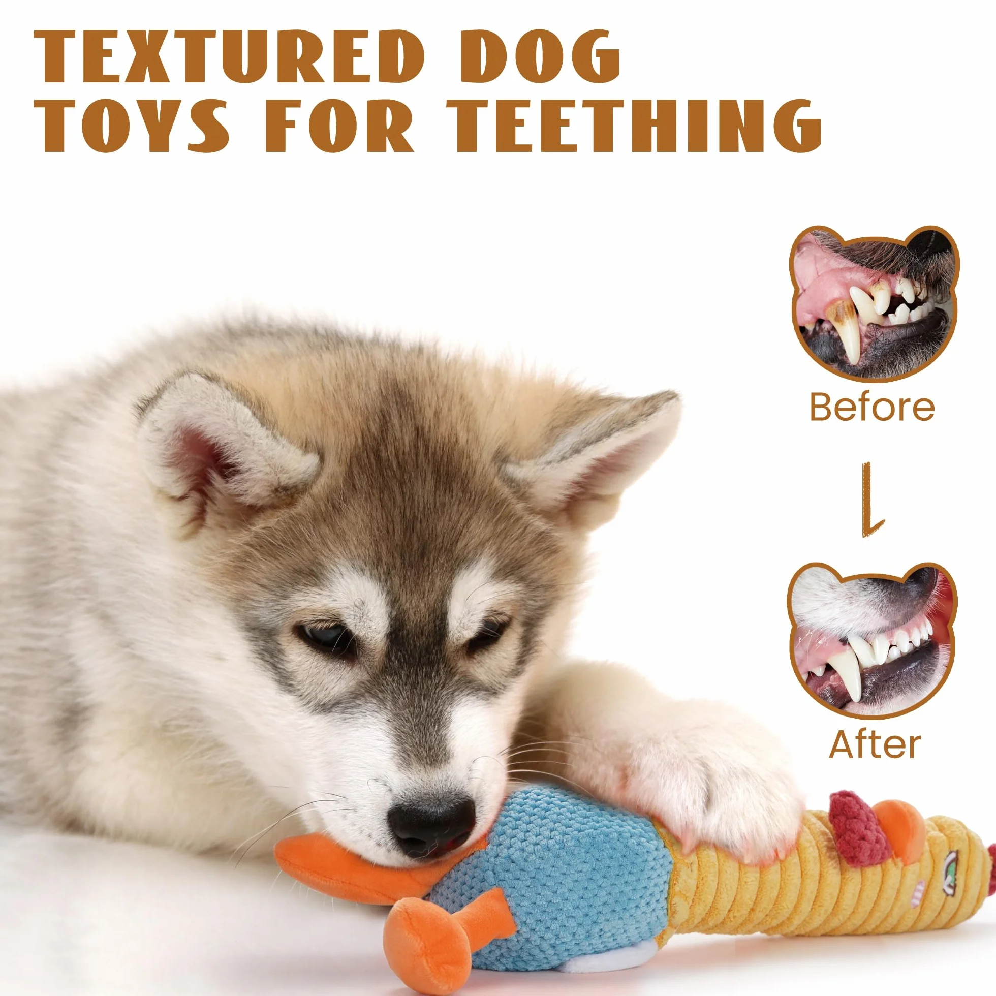 Nocciola 2 en 1 Jouet Chien Indestructible, Jouets à Mâcher en Peluche avec Grand Couineur Résistant, Anti-Ennui pour Chien