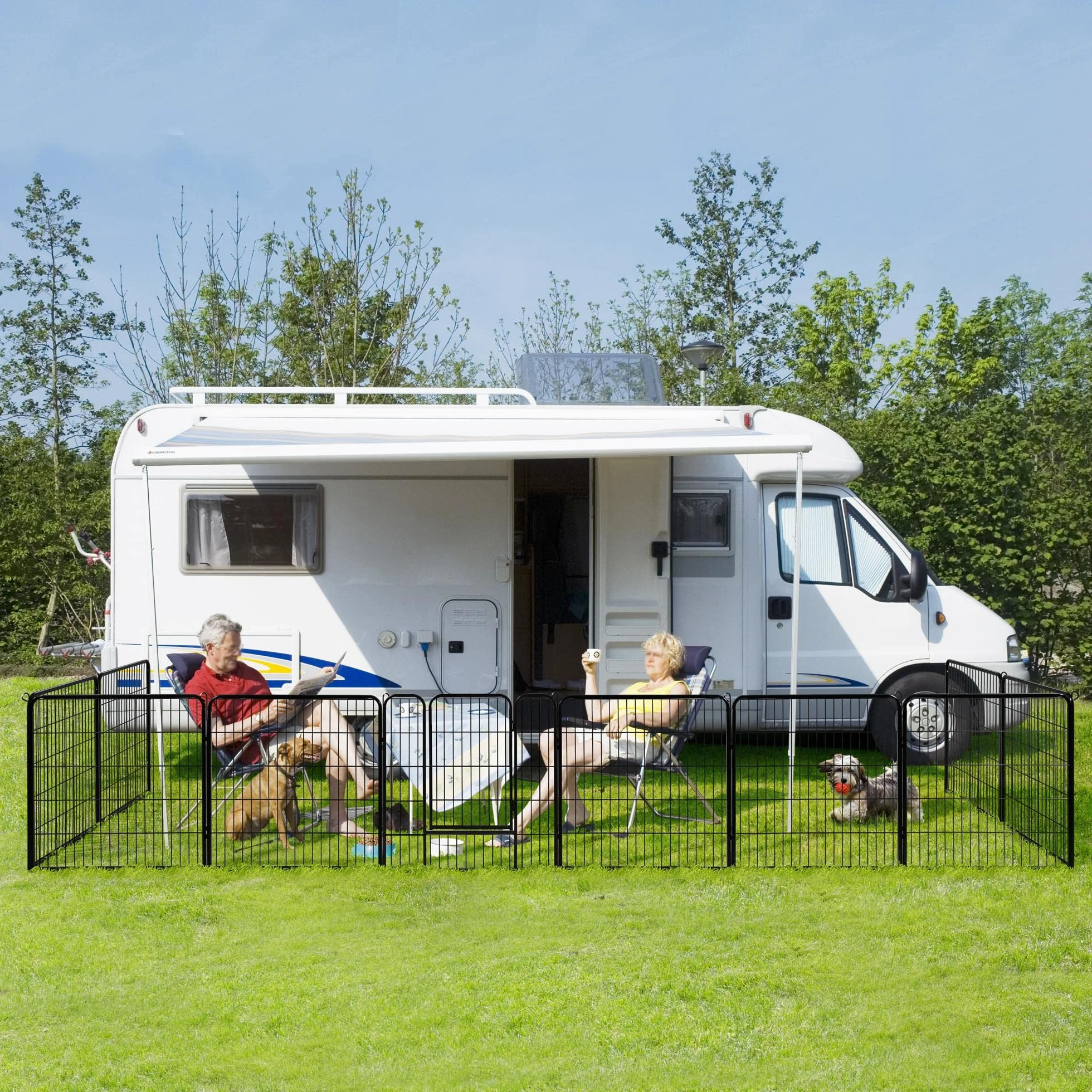 Yaheetech Parc pour Chien Enclos Interieur 6 Panneaux 80 x 80 cm Noir