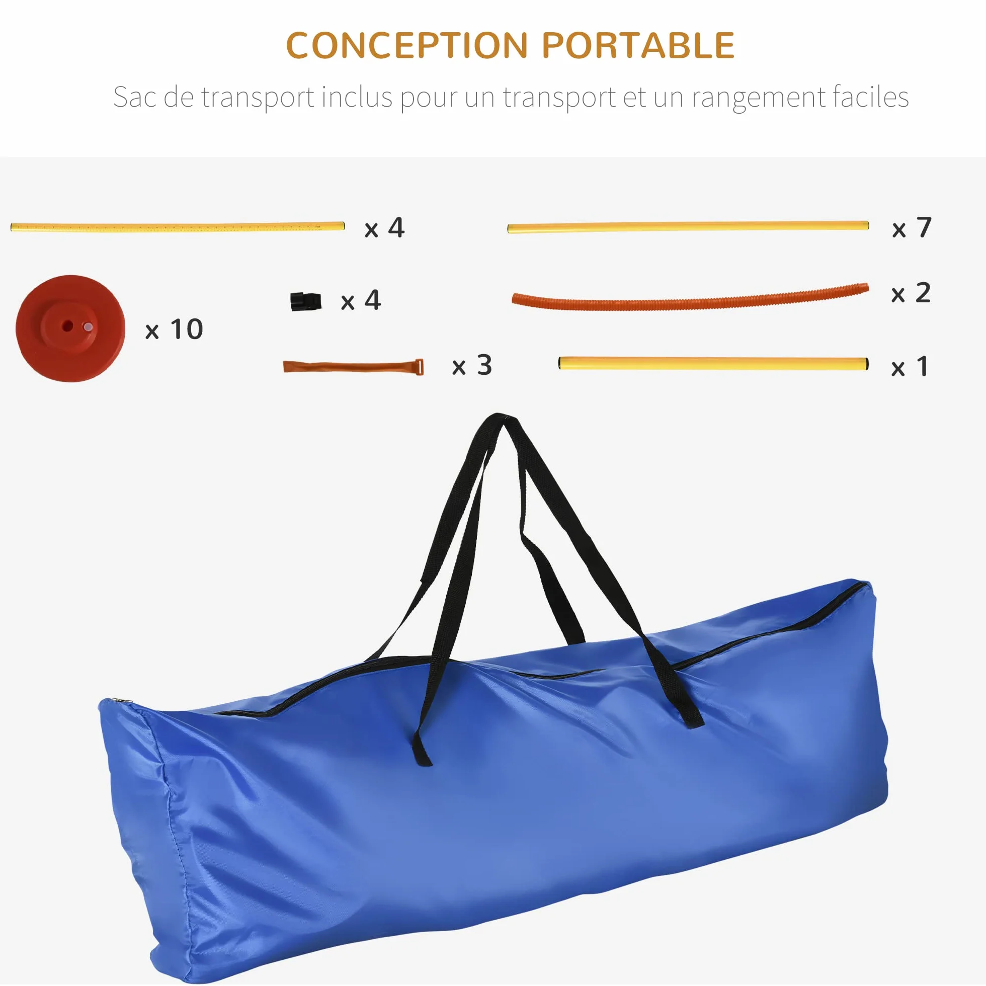 PawHut Agility Sport pour Chiens équipement Complet Haies Slalom Sac de Transport Jaune