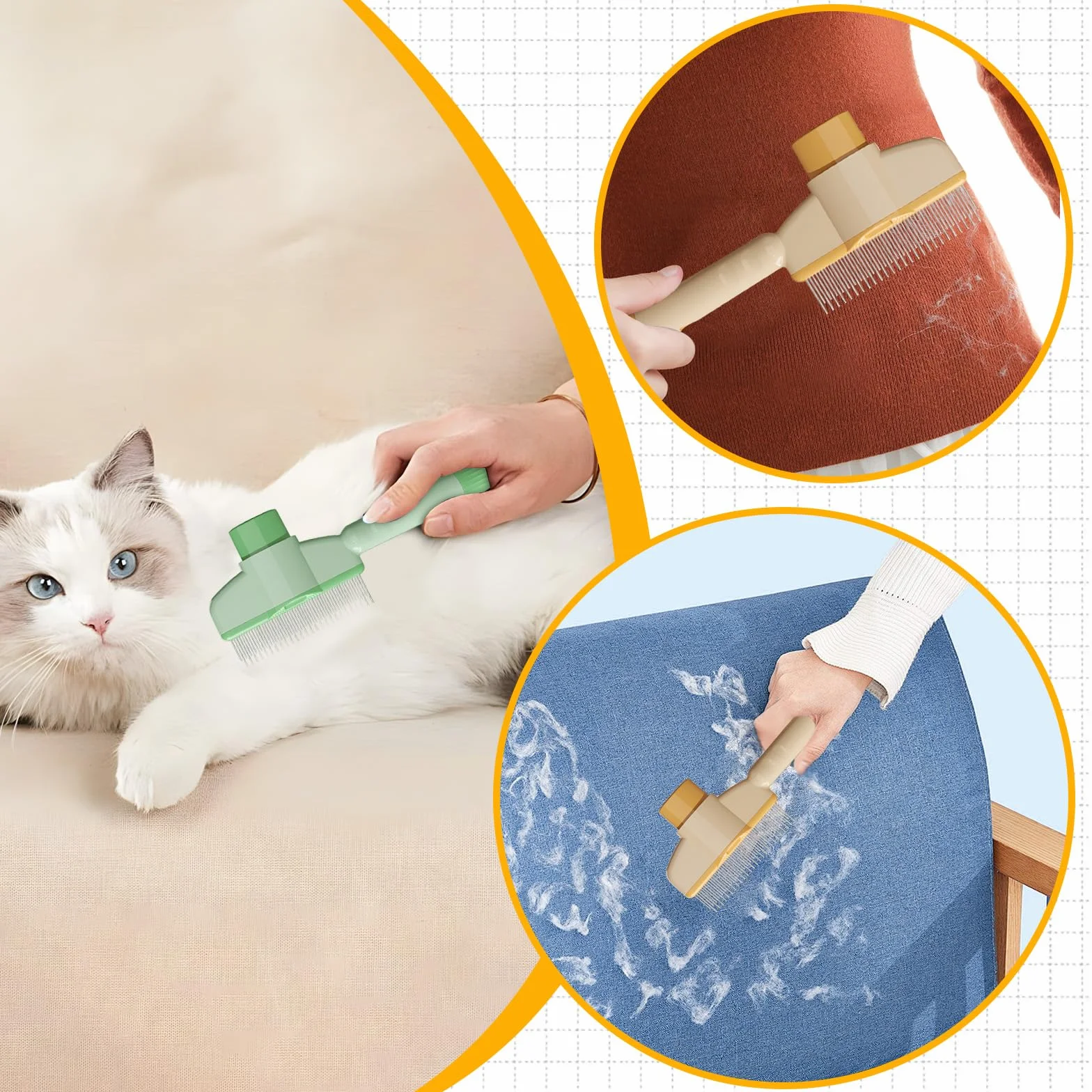SI SEN Brosse pour Chat 2 Pièces avec Bouton de Déverrouillage pour Poil Long et Court, Peigne Chat Chien