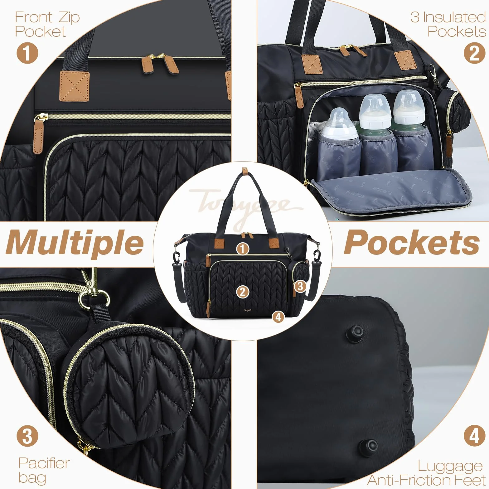 Sac à Langer Bébé Imperméable avec Matelas à Langer Grand Sac à Bandoulière Portable