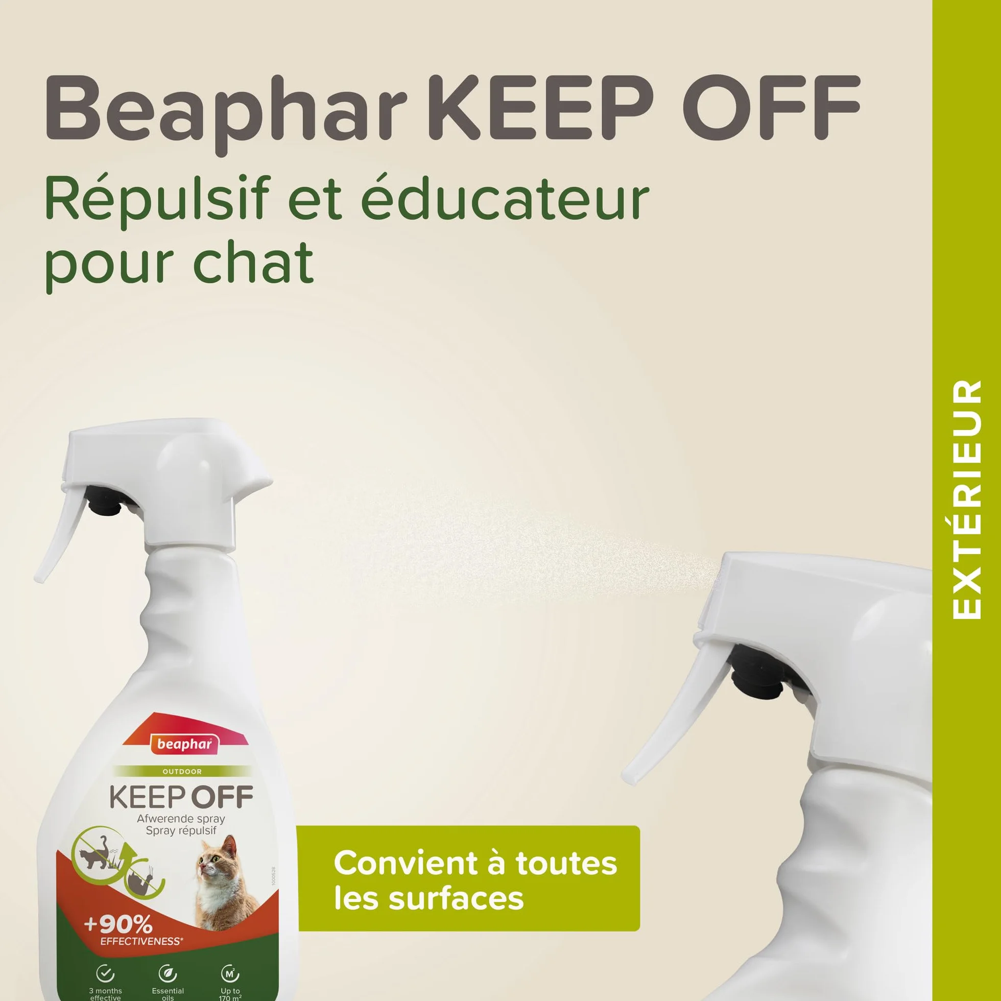 Beaphar Keep Off Spray répulsif Extérieur pour Chats 500 ML Jusqu'à 170m2
