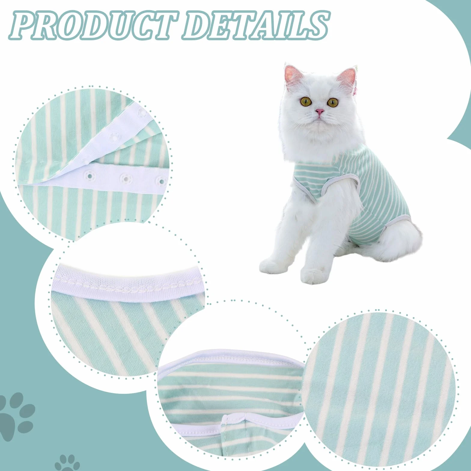 Combinaison de Récupération pour Chat Après Chirurgie, Vêtement Postopératoire, Alternative au Collier Élisabéthain, Bodysuit Anti-Léchage (Vert, S)