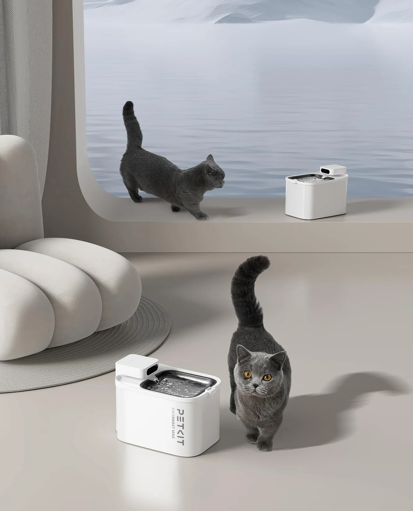 PETKIT EVERSWEET Max Fontaine à Eau Chat sans Fil, Acier Inoxydable, 26dB Ultra Silencieux, 3L Grande Capacité