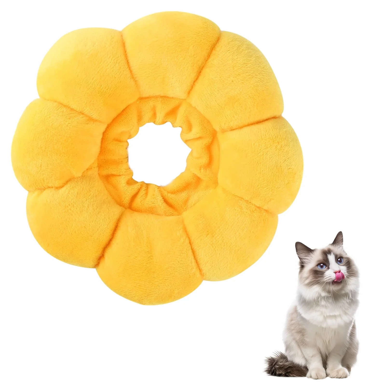 Collerette Chat Anti Lechage Doux Tête Suédé Respirant Anti adhésif Ajustable pour Chats Chiots Petits Chiens Après Opération Blessure (M)