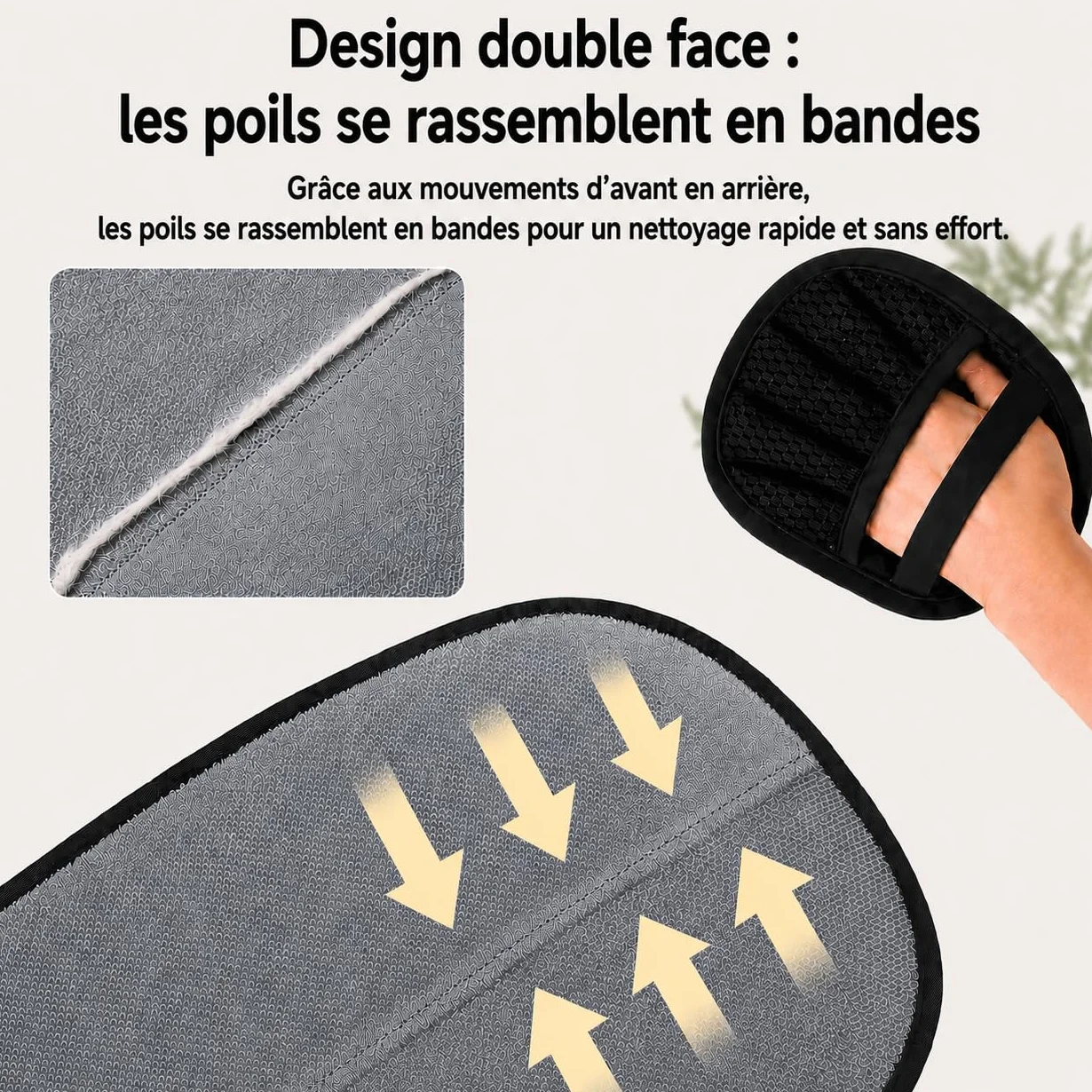 Gant Anti Poils Animaux Lot De 2, Design Épaissi À Forte Adhérence Électrostatique, Pet Hair Remover