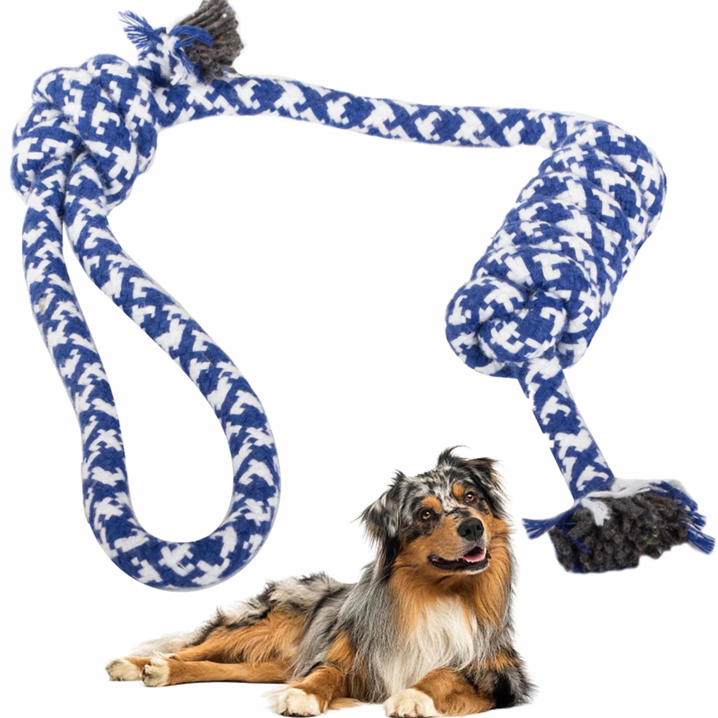 PARENCE Jouet Corde Tressée pour Chien 40 cm Ultra Résistant Poignée 10 cm
