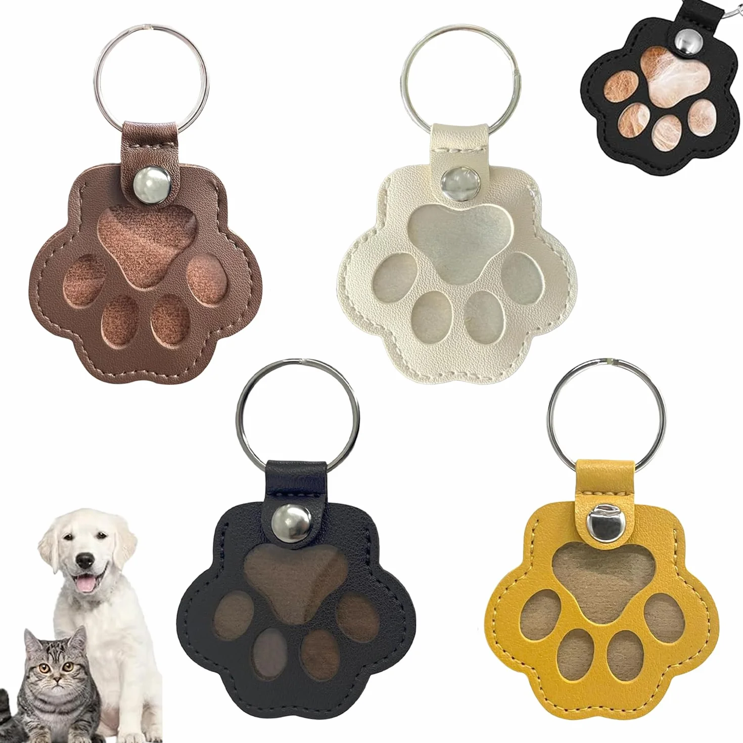 Boîte à Souvenirs Personnalisée pour Poils d'animaux, Rangement pour Poils d'animaux, Porte-Clés en Fourrure pour Animaux De Compagnie (Noir, Blanc, Jaune, Brun Chocolat)