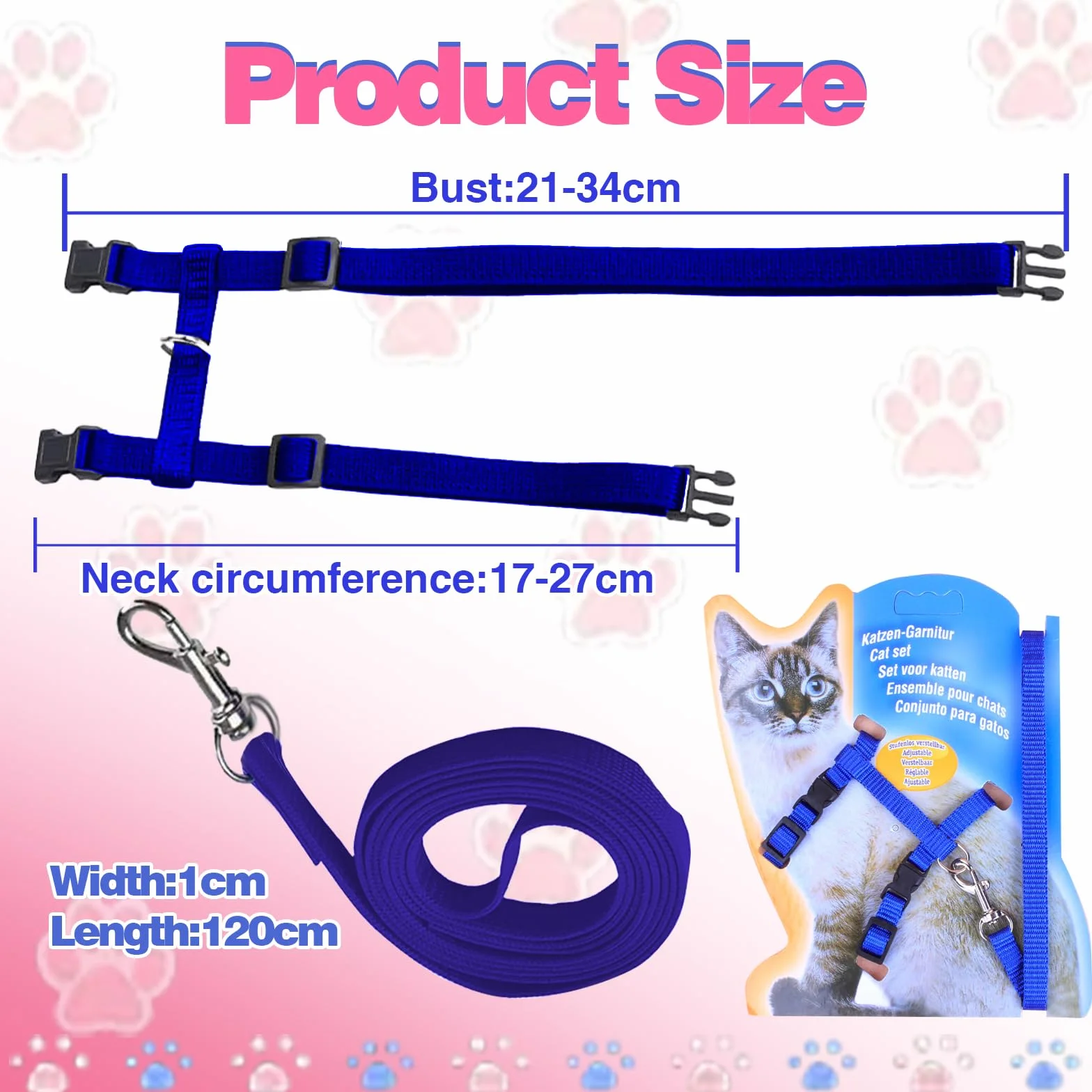 Harnais Doux pour Chat Réglable avec Boucle de Sécurité Anti-Fuite