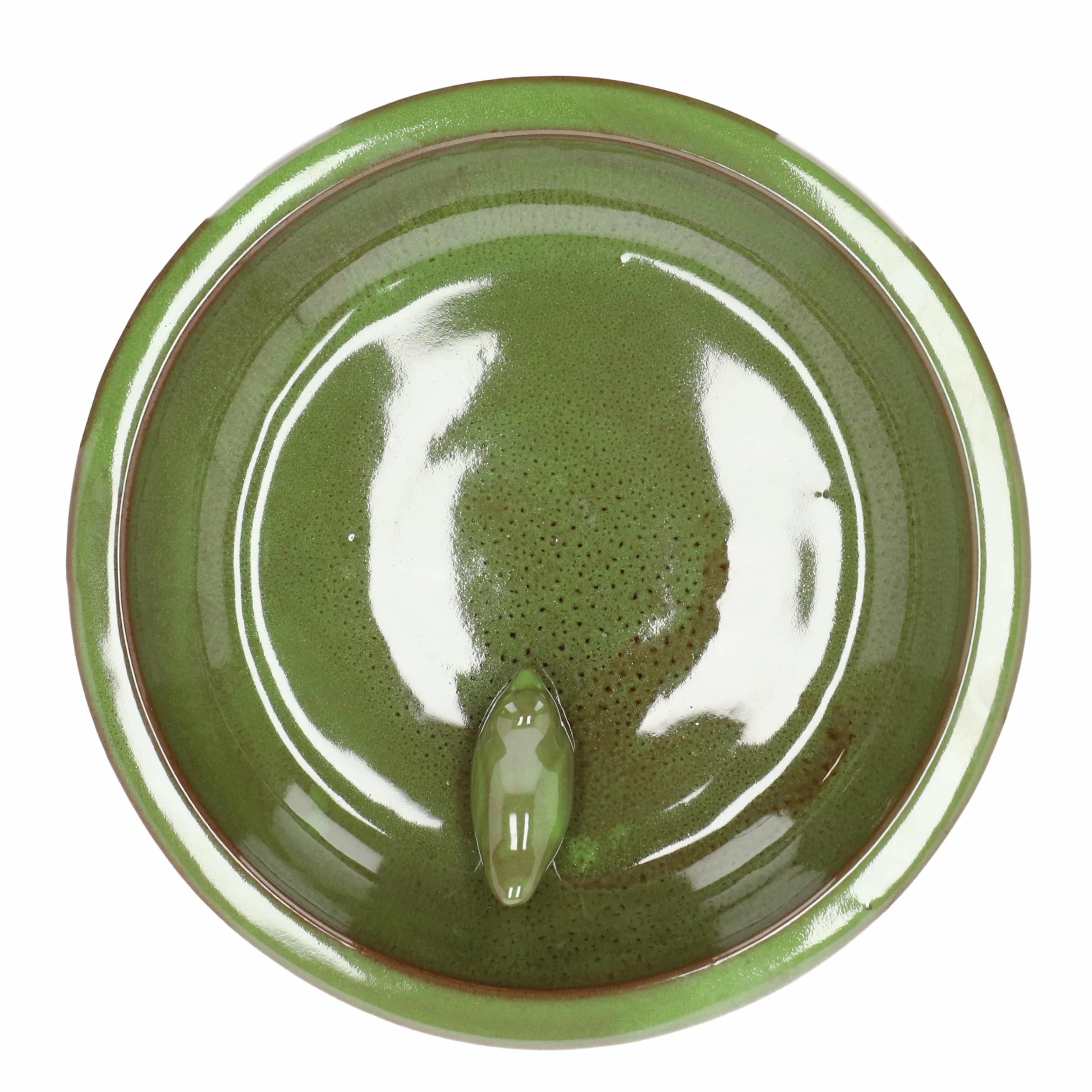 Petit Bain d'oiseau en céramique sur Pied Vert
