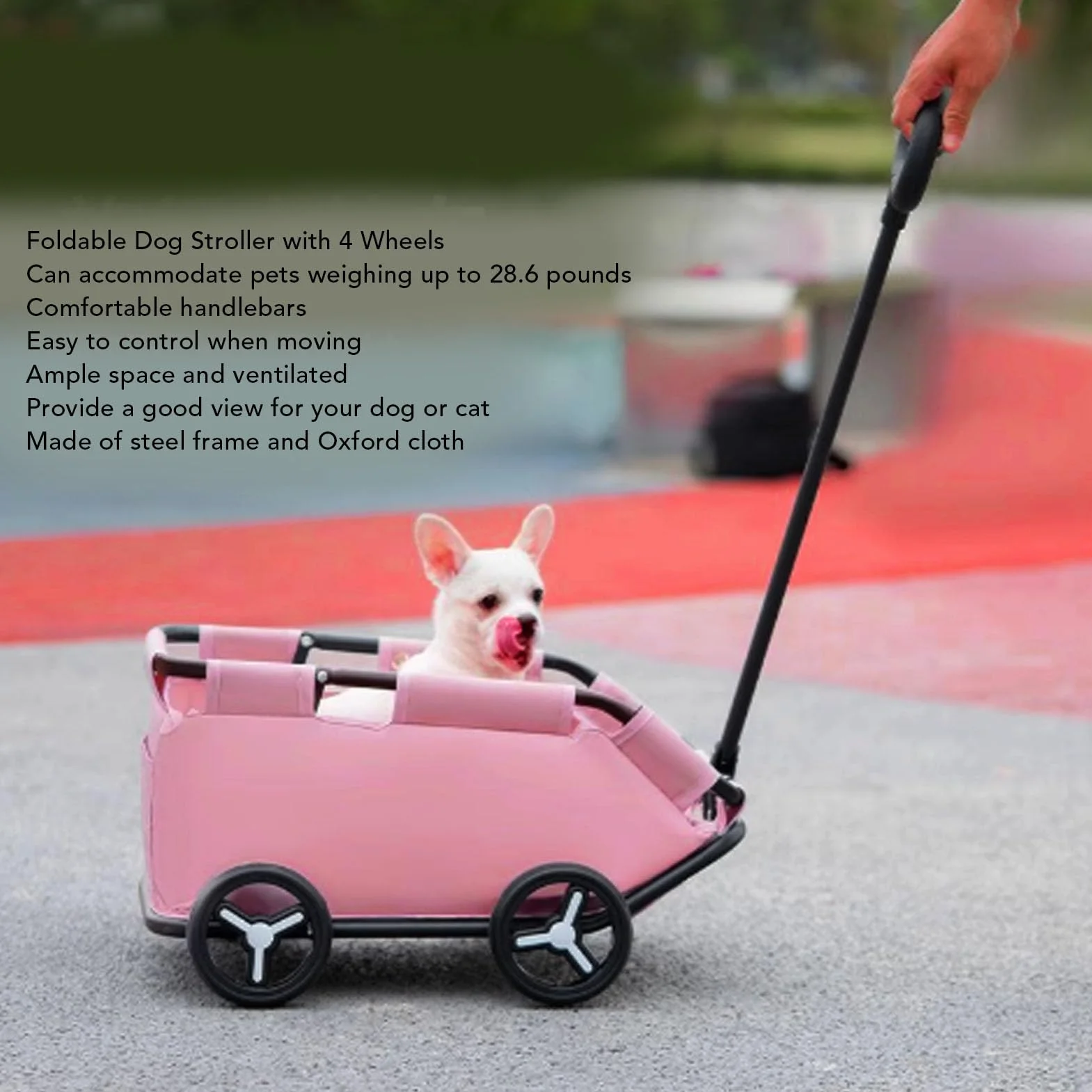 Chariot de Transport pour Chiens et Chats, Poussette Pliable 4 Roues, 51 x 35 x 23 cm