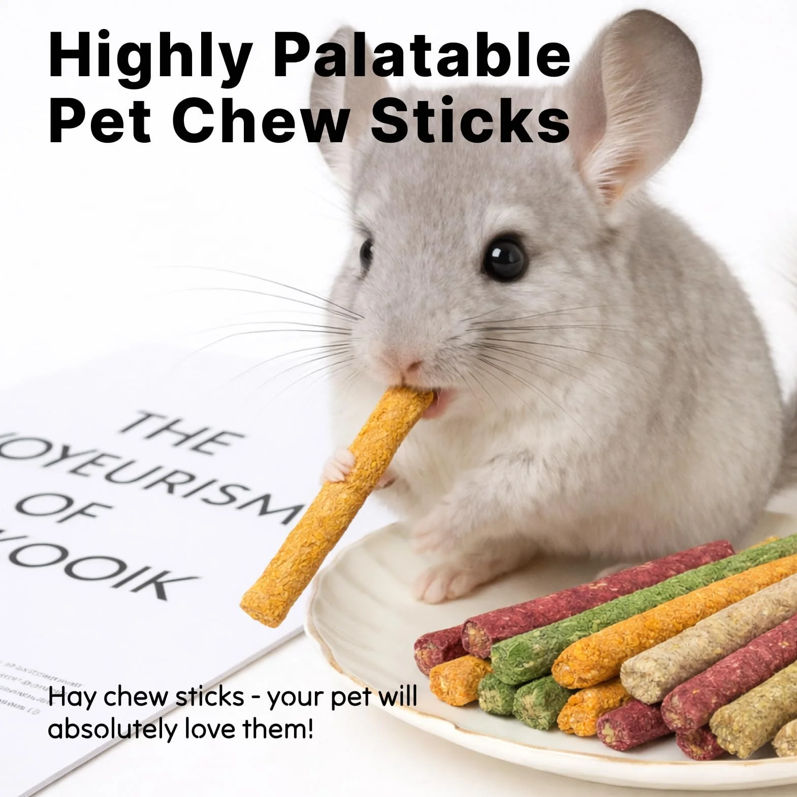 Baton De Foin Lapin Naturelle 120g 20pcs Jouet pour Lapin Hamster Cochon d'Inde