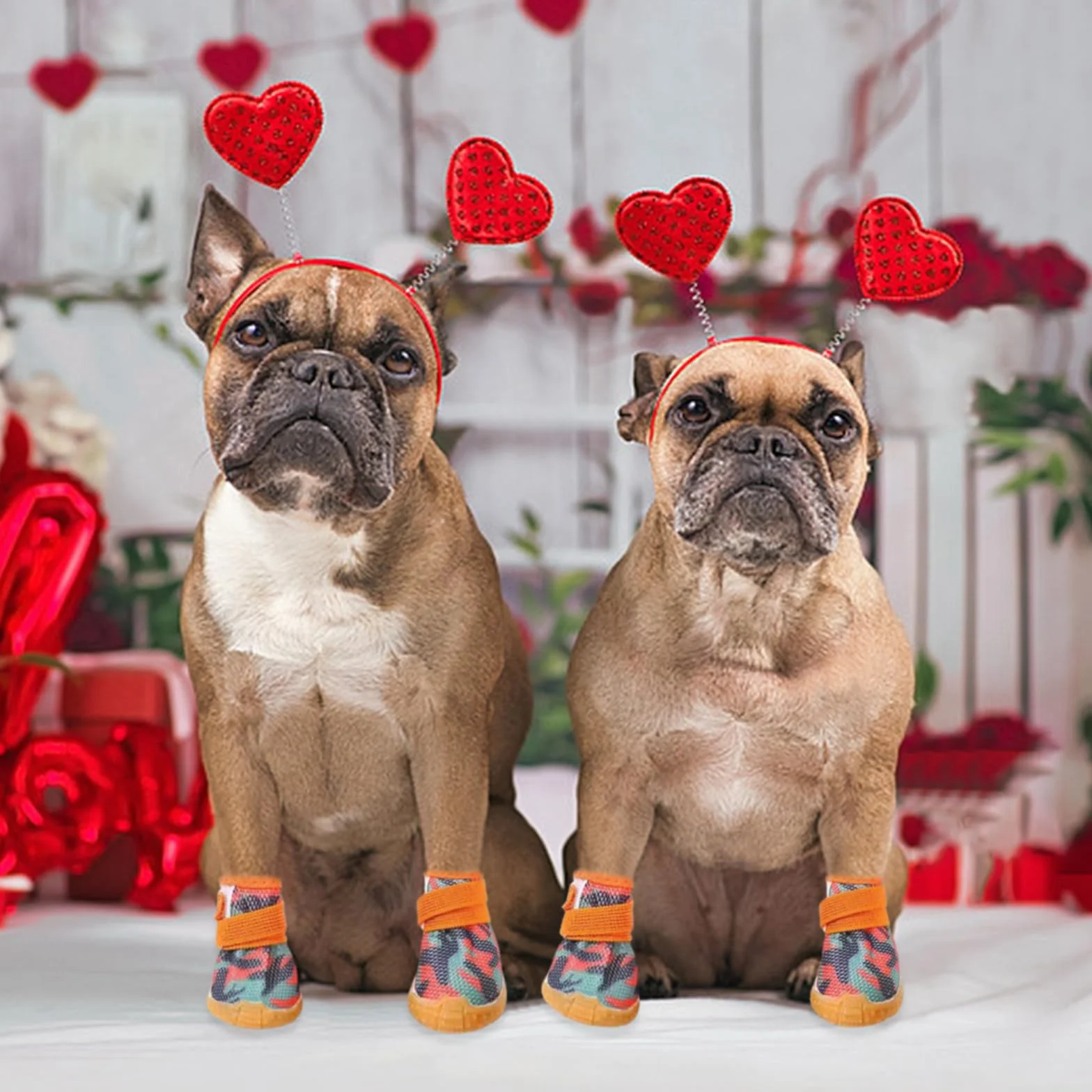 Lot de 4 chaussures pour chien - Protection des pattes avec semelle en caoutchouc antidérapante pour petits chiens
