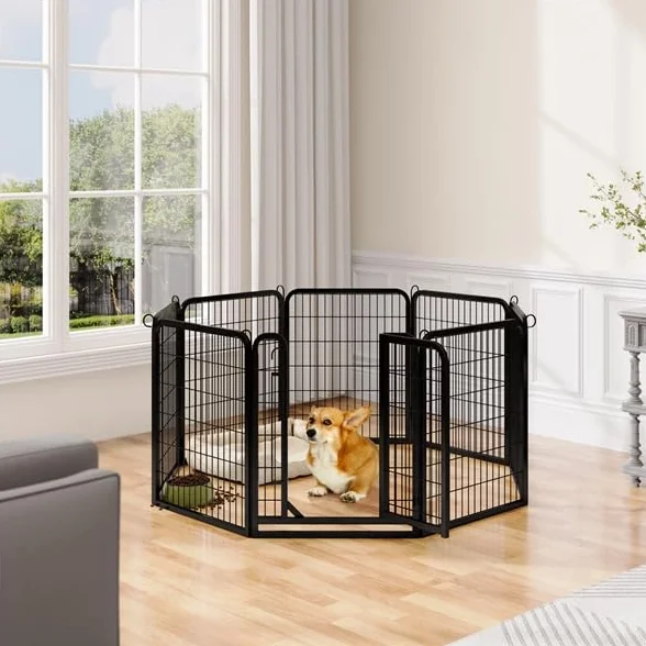 Yaheetech Parc pour Chiens 8 Panneaux Enclos Métal 80 cm Hauteur