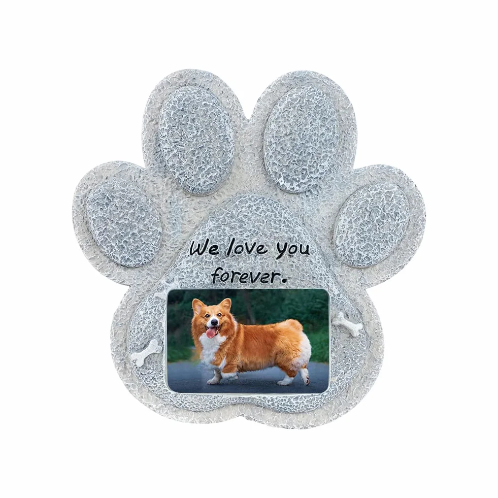 Plaque Commémorative Personnalisée pour Chien Chat en Résine avec Photo Cadeau en Forme de Patte