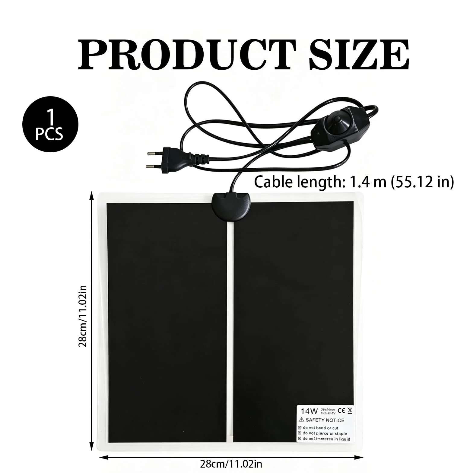 Tapis Chauffant Reptiles 14W 28x28cm Coussin Chauffant Terrarium avec Contrôle Température Réglable