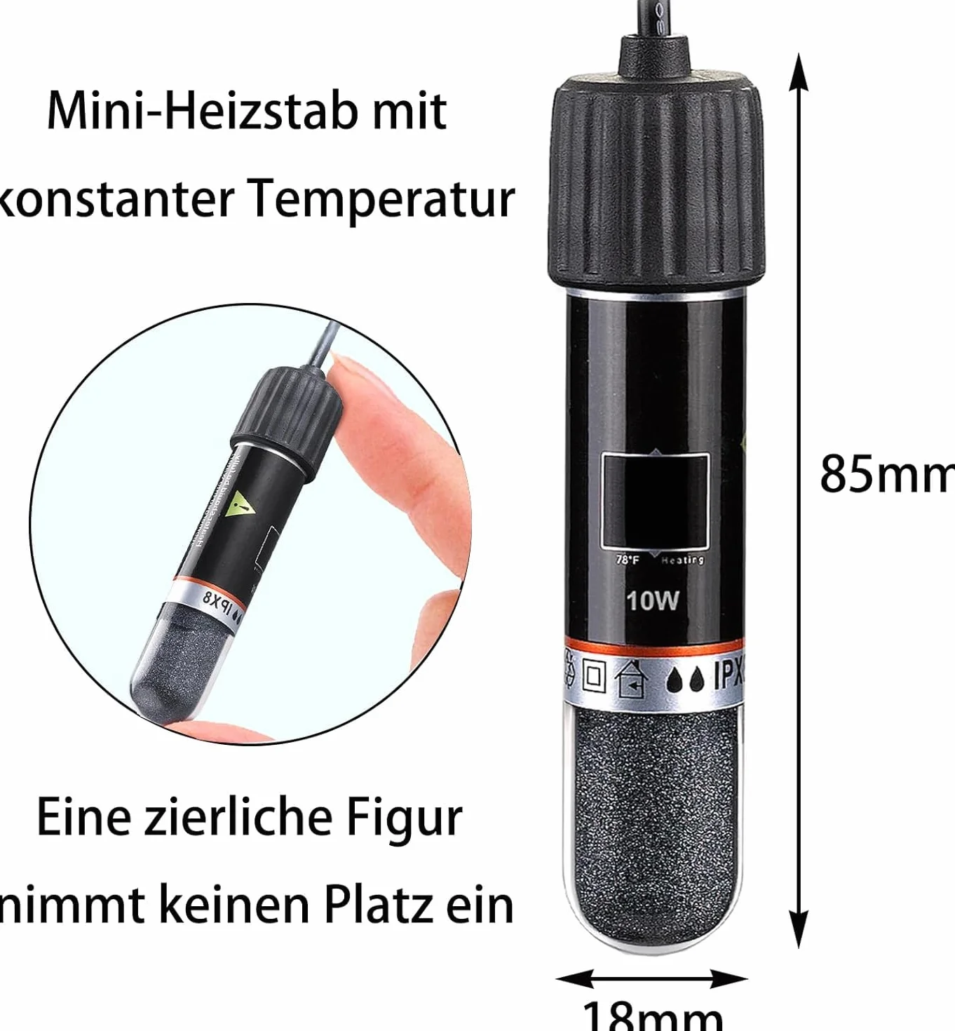 GERUI Lot de 2 mini chauffages USB d'aquarium 10 W avec thermostat, thermostat pour petits aquariums, pour eau salée et eau douce