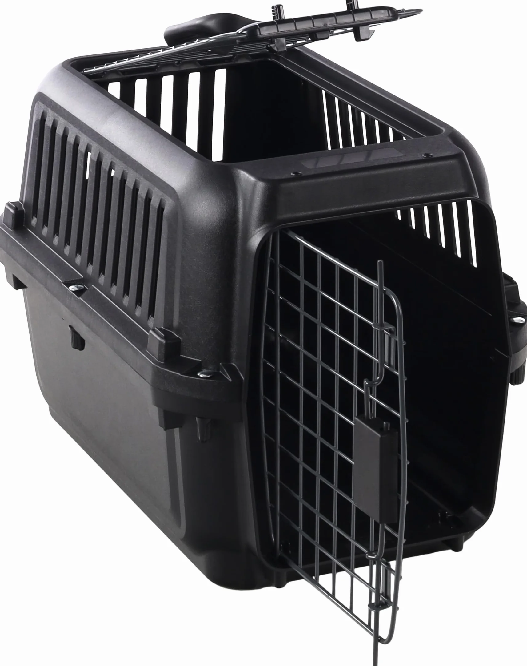 Flamingo Cage de Transport Naomi Noire 50x34,5x33,5 cm Double Ouverture pour Chiens et Chats