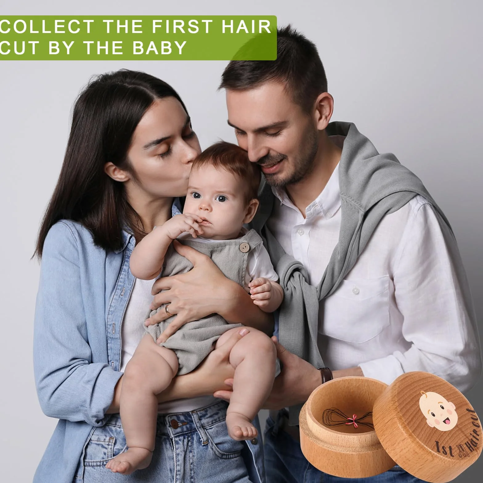 Boîte à Souvenirs pour Premiers Cheveux de Bébé en Bois, Cadeau d'Anniversaire Fête Prénatale