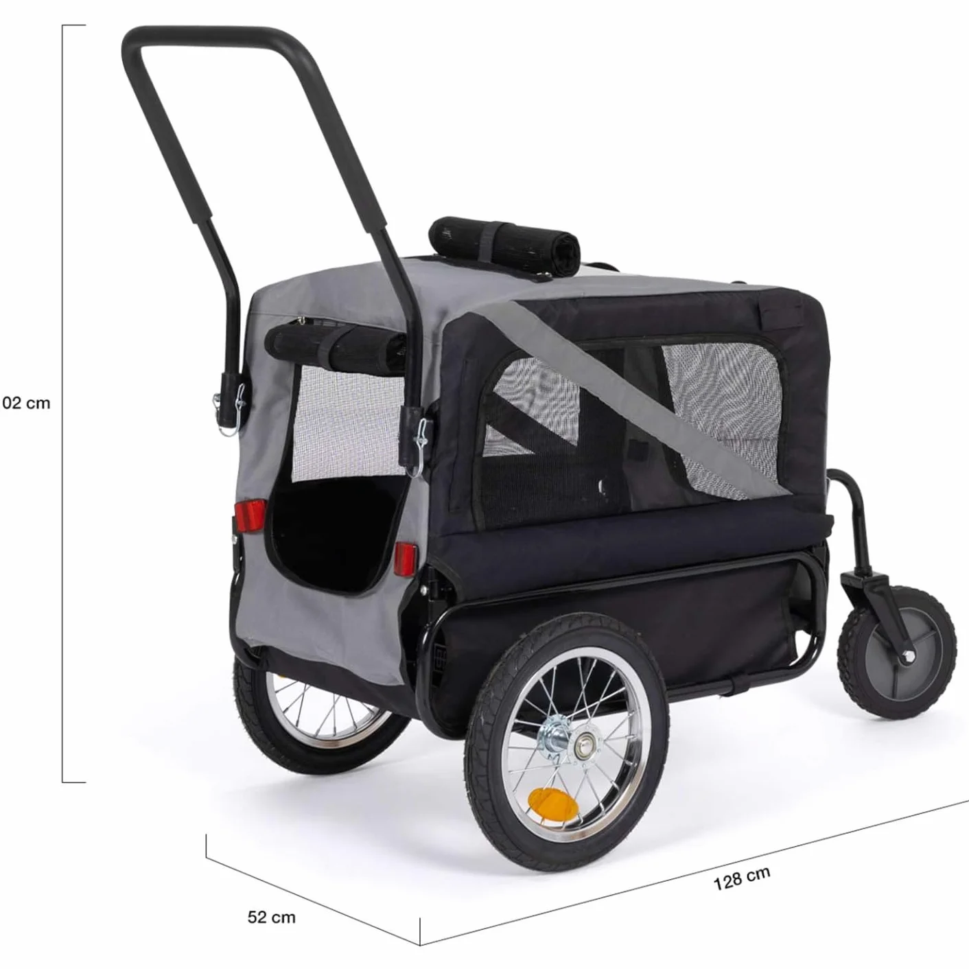 Remorque à vélo pour Chien Tilly avec réflecteurs 128 x 52 x 102 cm