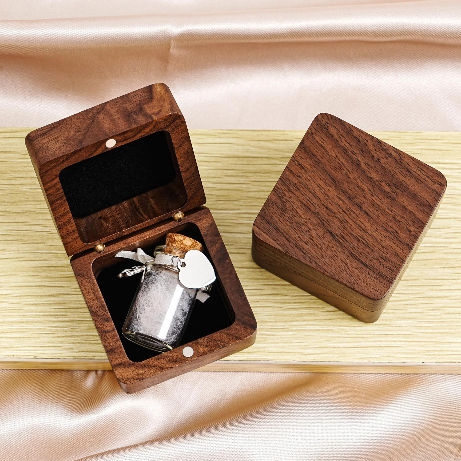 Boîte à souvenirs personnalisée en bois pour poils d'animaux chien chat - Cadeau compassion perte animal