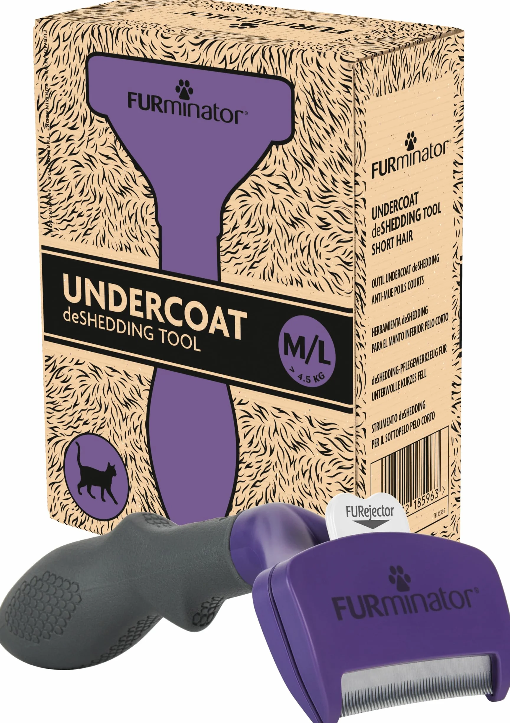 FURMINATOR Brosse anti-mue pour Chat à Poils Courts M/L - Outil de Toilettage - Élimine 90% des poils morts