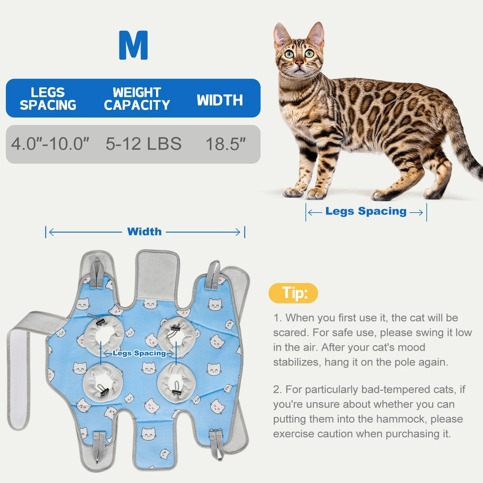 Supet Harnais hamac de toilettage pour chat pour couper les ongles, sangle de toilettage pour chat pour couper les ongles, support de retenue pour animaux de compagnie pour couper les ongles
