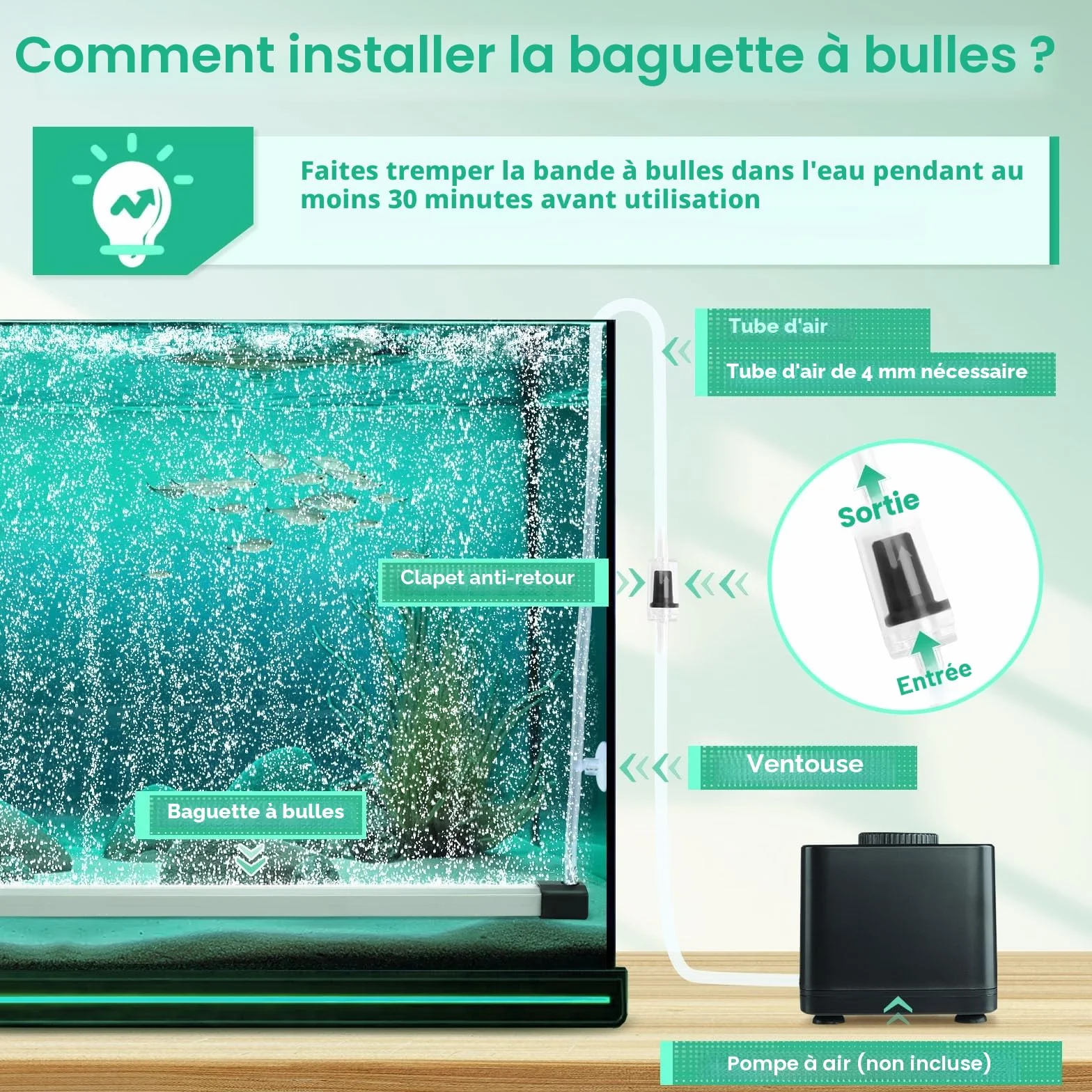 Hygger Diffuseur Air Aquarium Bulleur Pierre à Air avec Tuyau 15cm