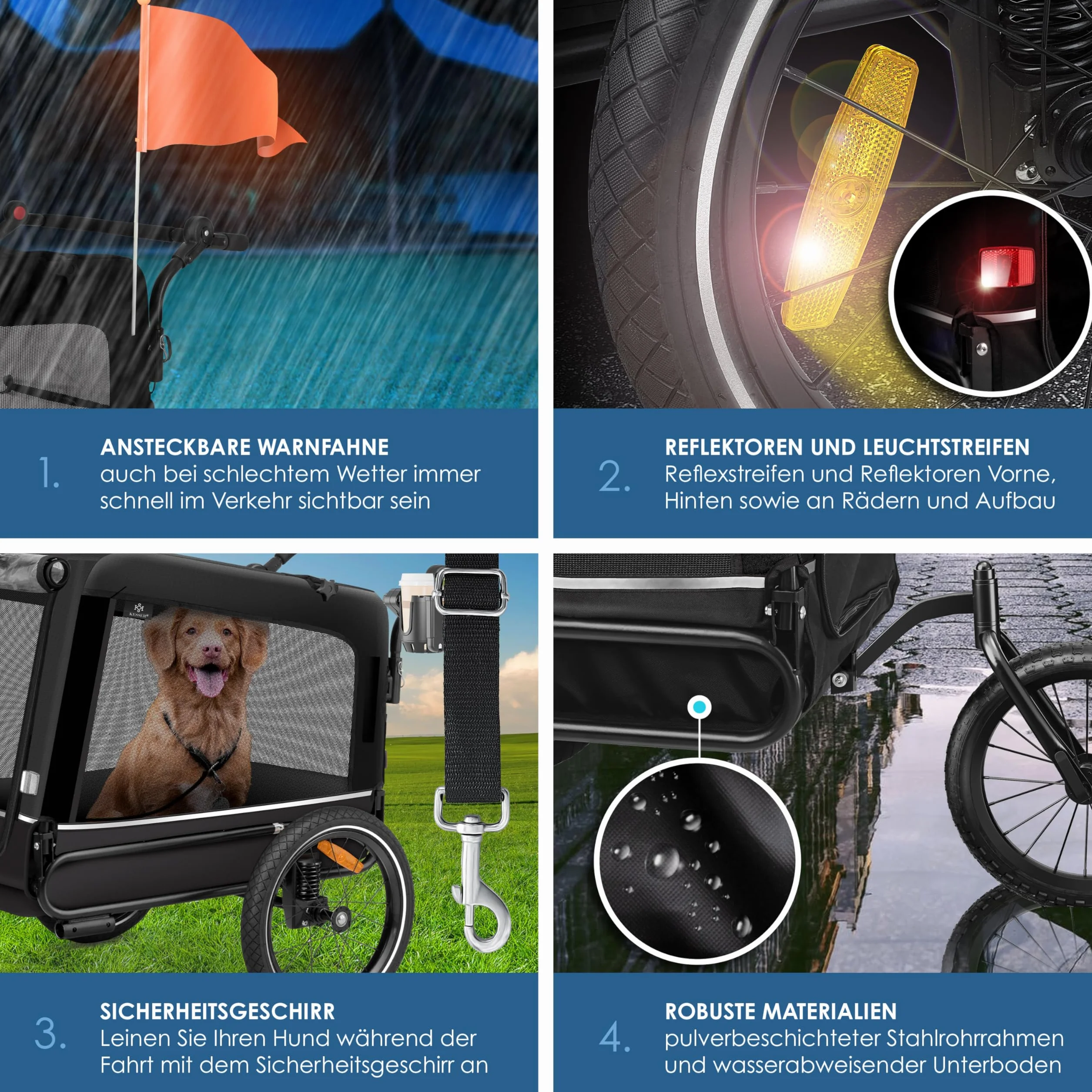 KESSER Remorque de vélo pour Chien XXL 240 litres avec suspensions imperméable capacité de charge 40 kg