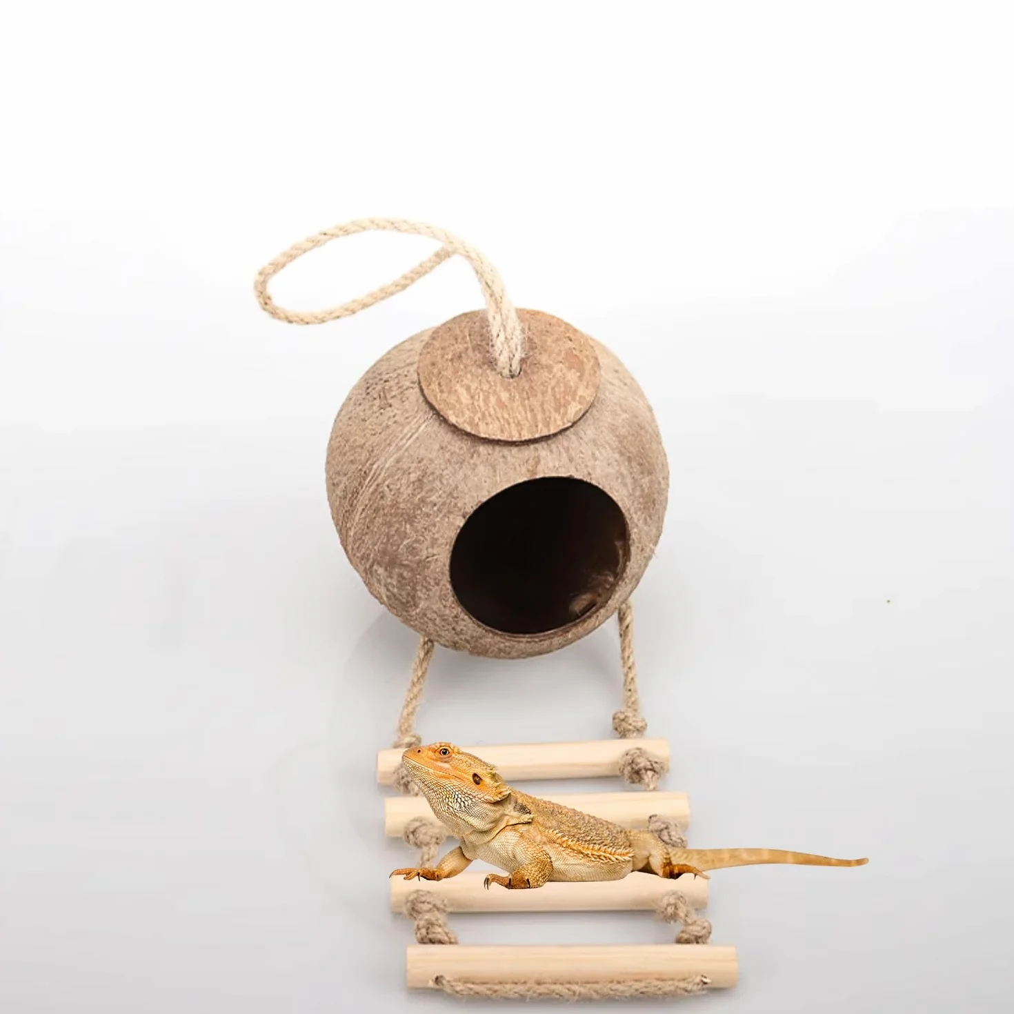 MEISH Coco Husk Cabane pour reptiles avec échelle et cachette