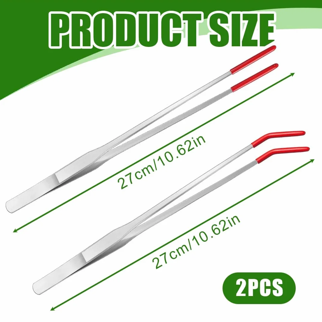Pinces À Épiler En Acier Inoxydable 27 CM Incurvées Droites Pour Aquarium Terrarium