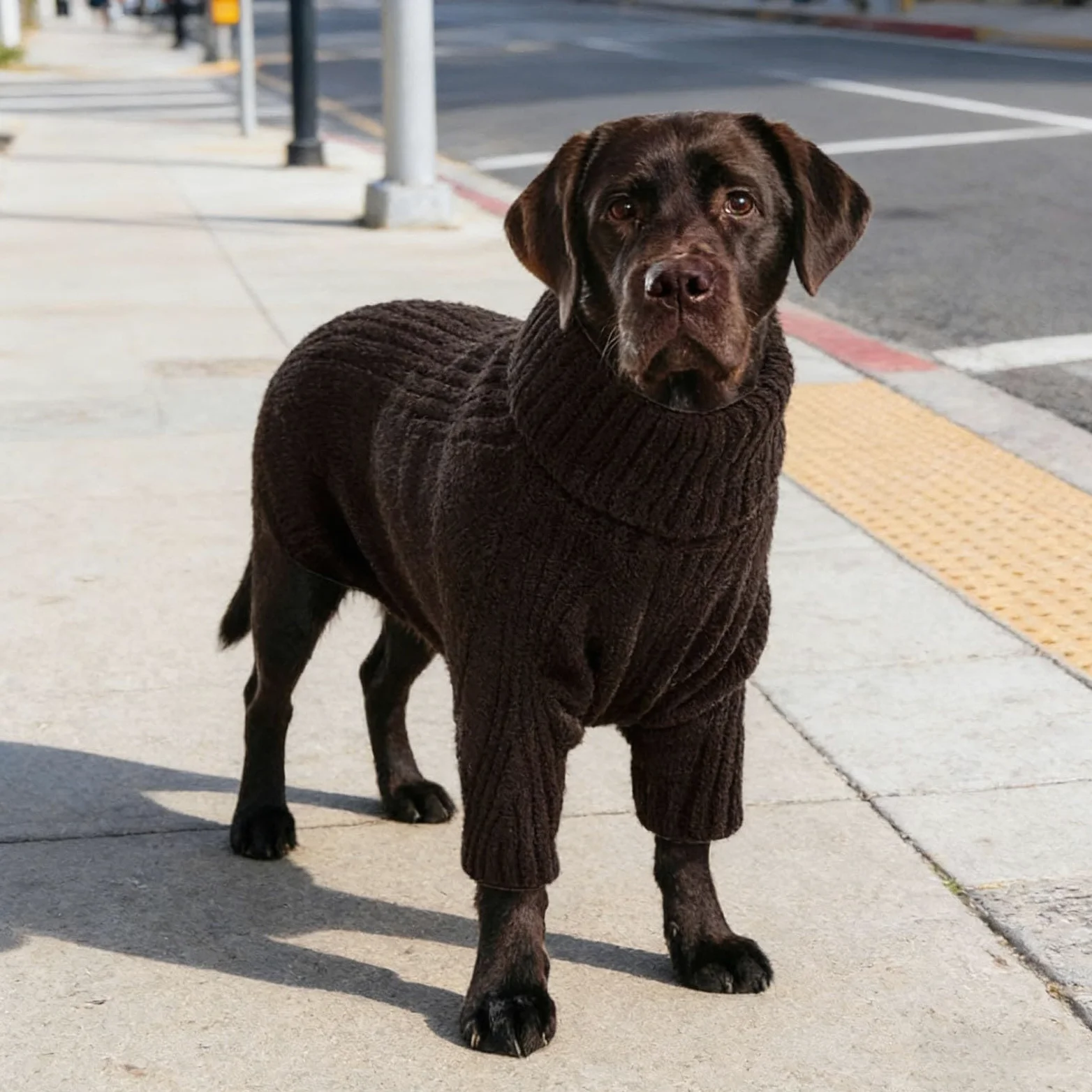 Pull pour chien en tricot thermique - Grand pull à col roulé - Pour chiens extra grands - Élastique - Vêtement pour chien par temps froid (noir, L)