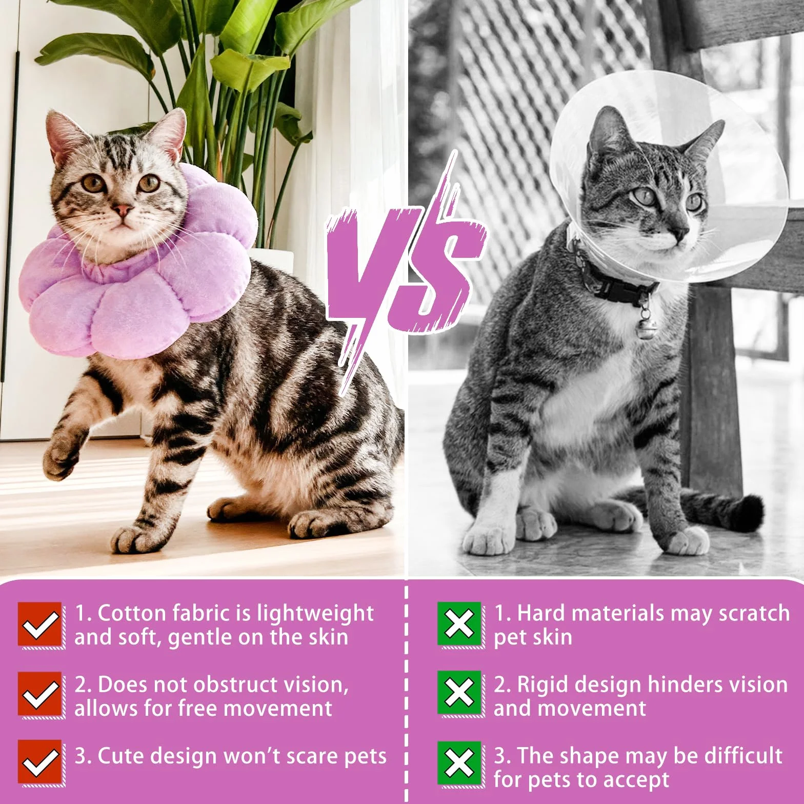 Colerette Chat Anti Léchage Ajustable Doux Tournesol