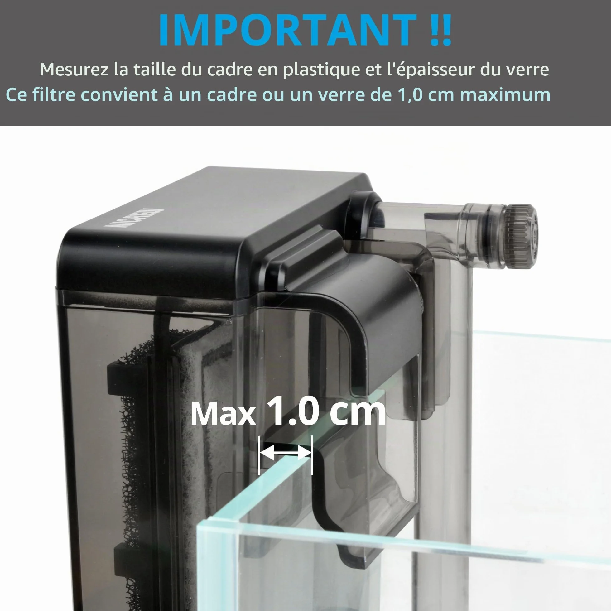 NICREW Slim Filtre Extérieur Aquarium 160 LPH 3W pour jusqu'à 20 L