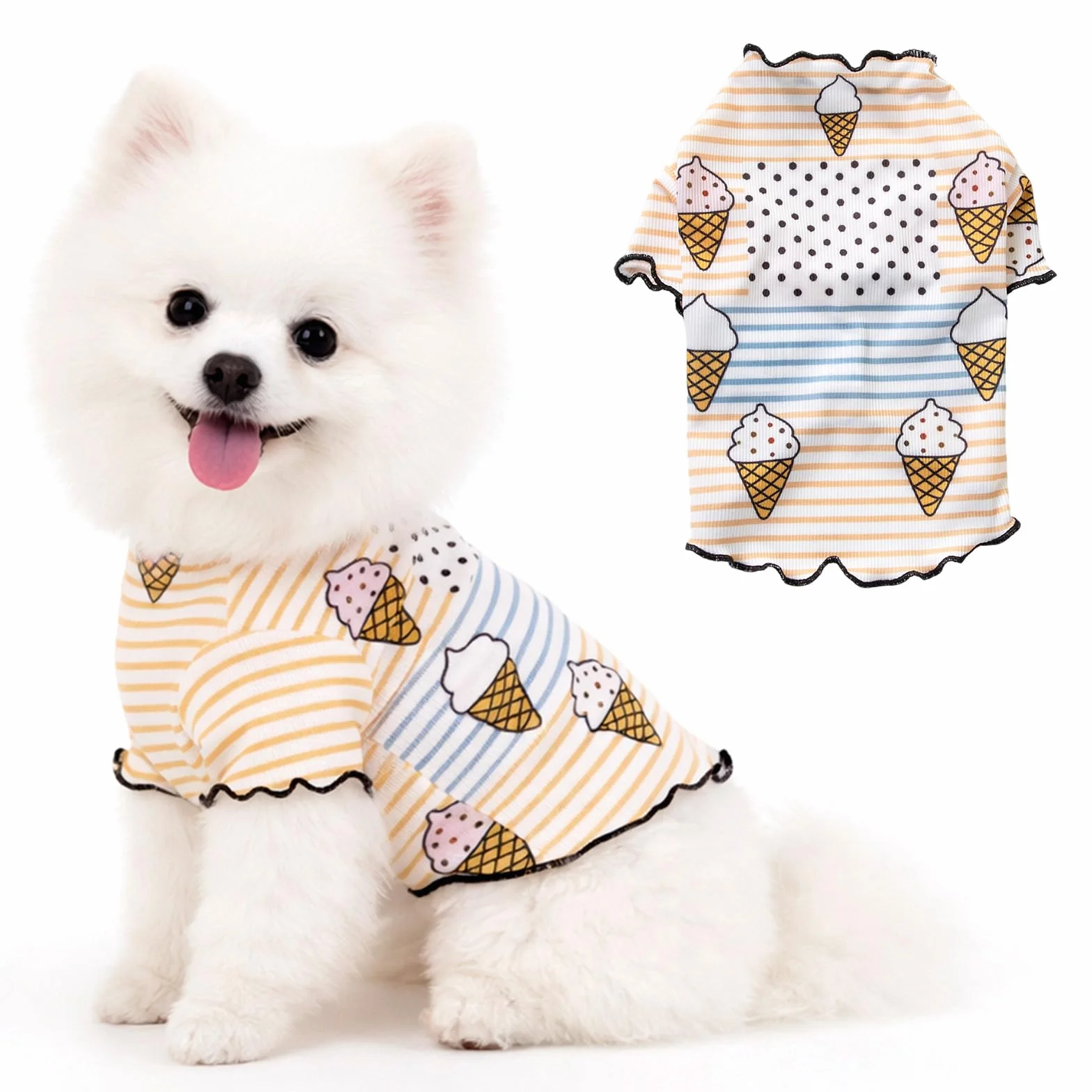 Chemise Rafraîchissante Chien Chiot Été Vêtements Extensibles Protection Solaire Séchage Rapide Gilet Respirant Animal Compagnie Petit Chien Chat (Glace, M)