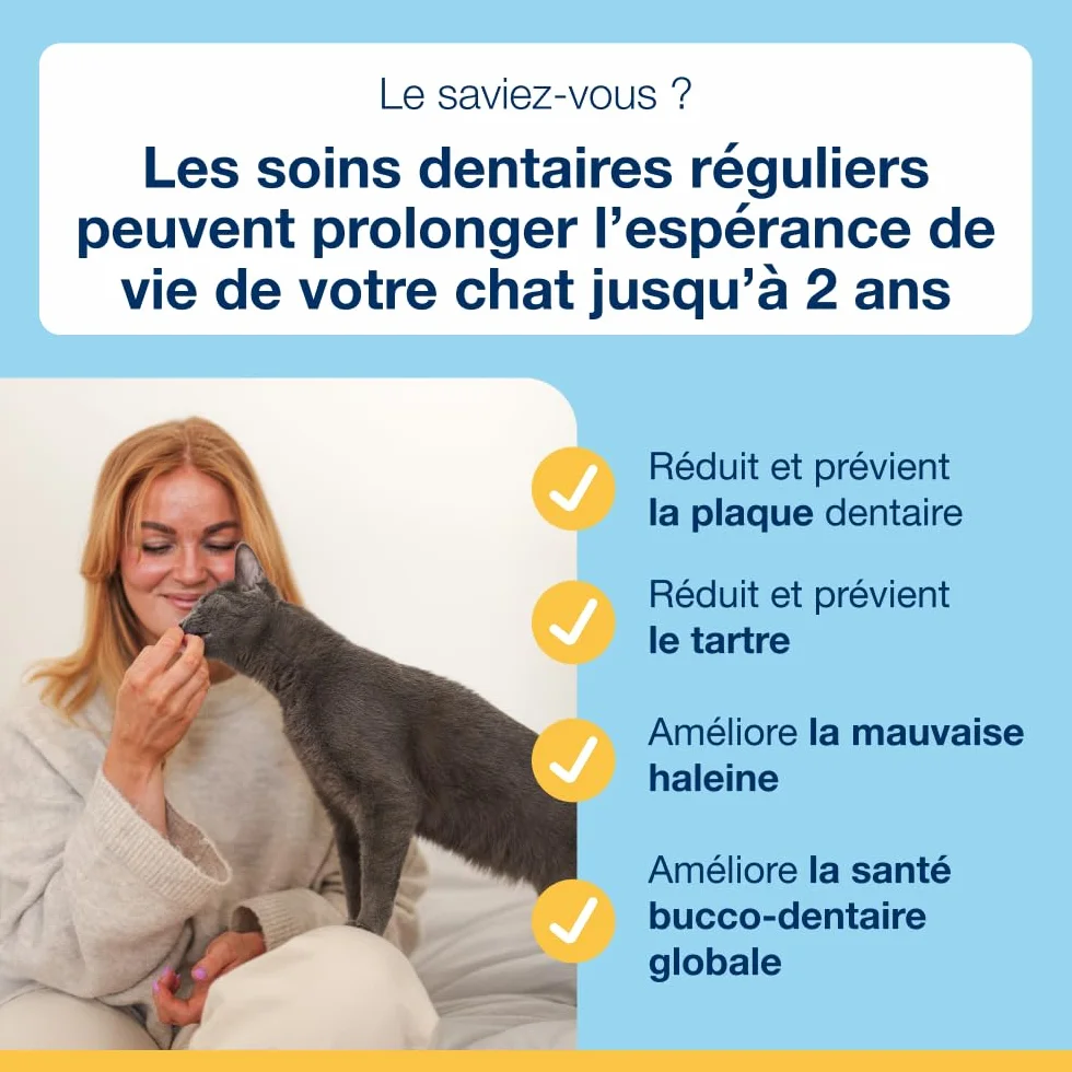 ProDen PlaqueOff Friandises Dentaires Croquantes pour Chats 60g Anti-Tartre Algue Naturelle