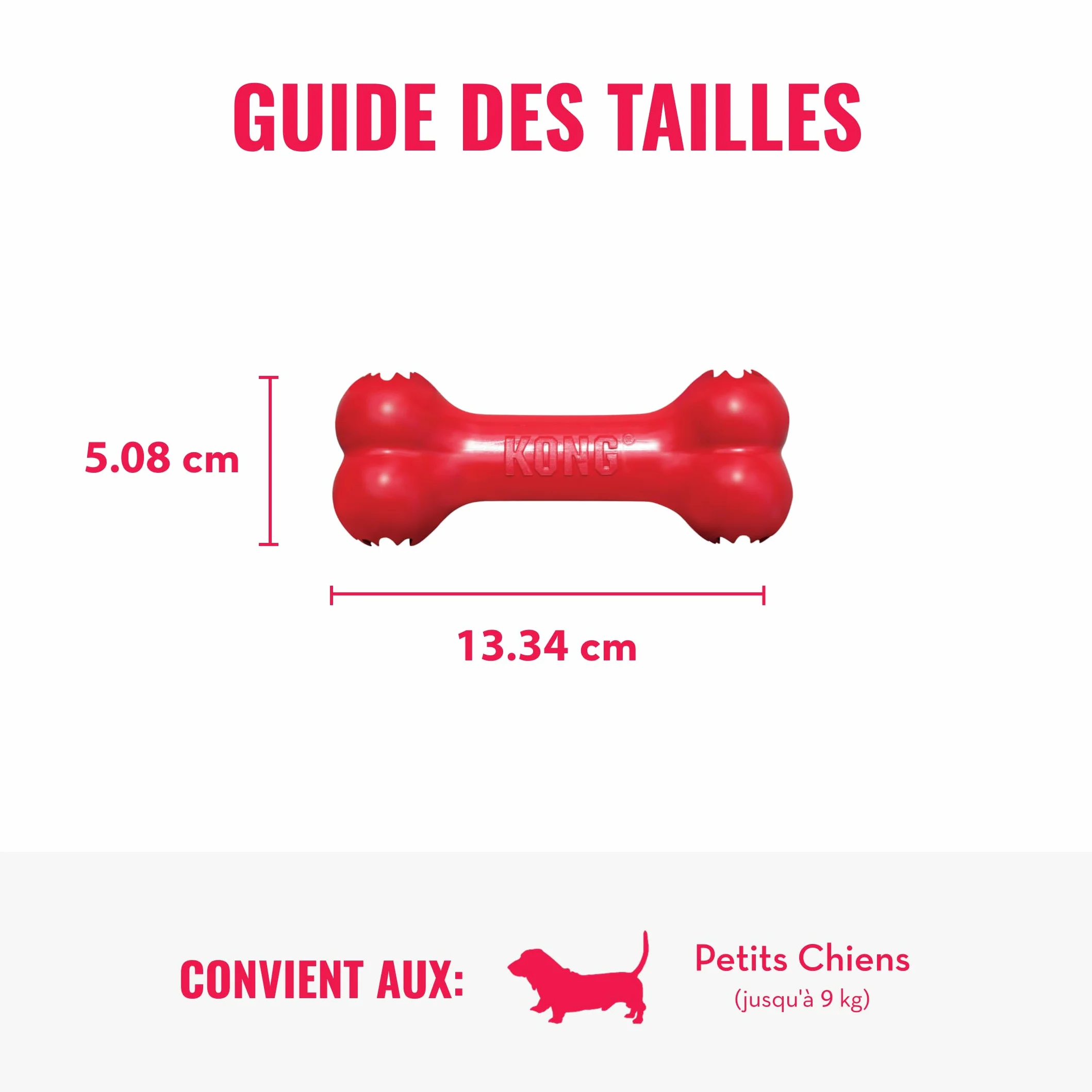 KONG Goodie Bone Os Classique en Caoutchouc Naturel Durable pour Chien - Rouge