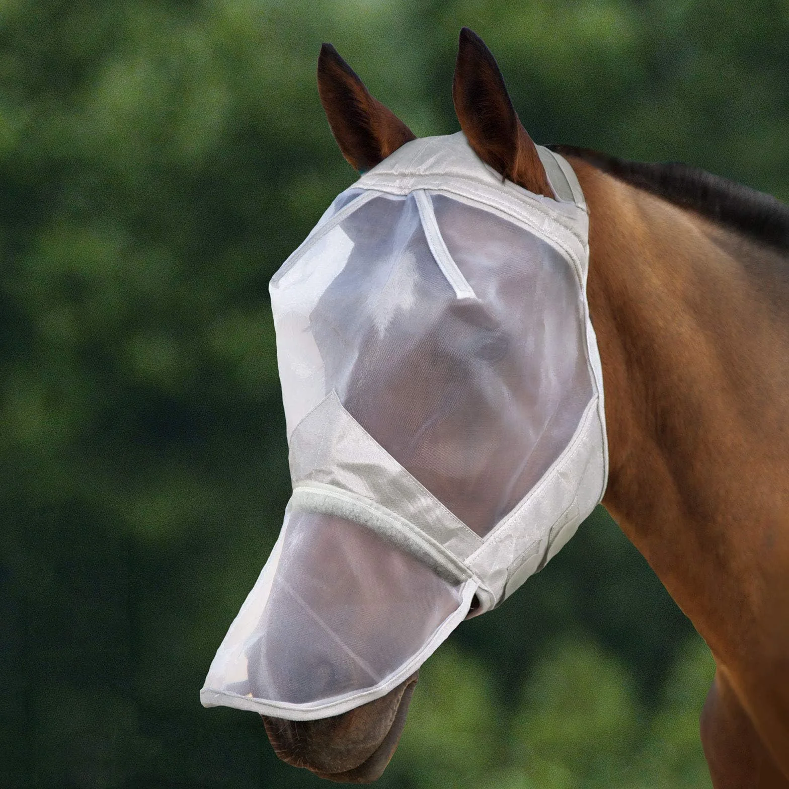 Harrison Howard CareMaster Masque Anti-Mouches Protection Anti-UV Cheval Naseaux Argent XL