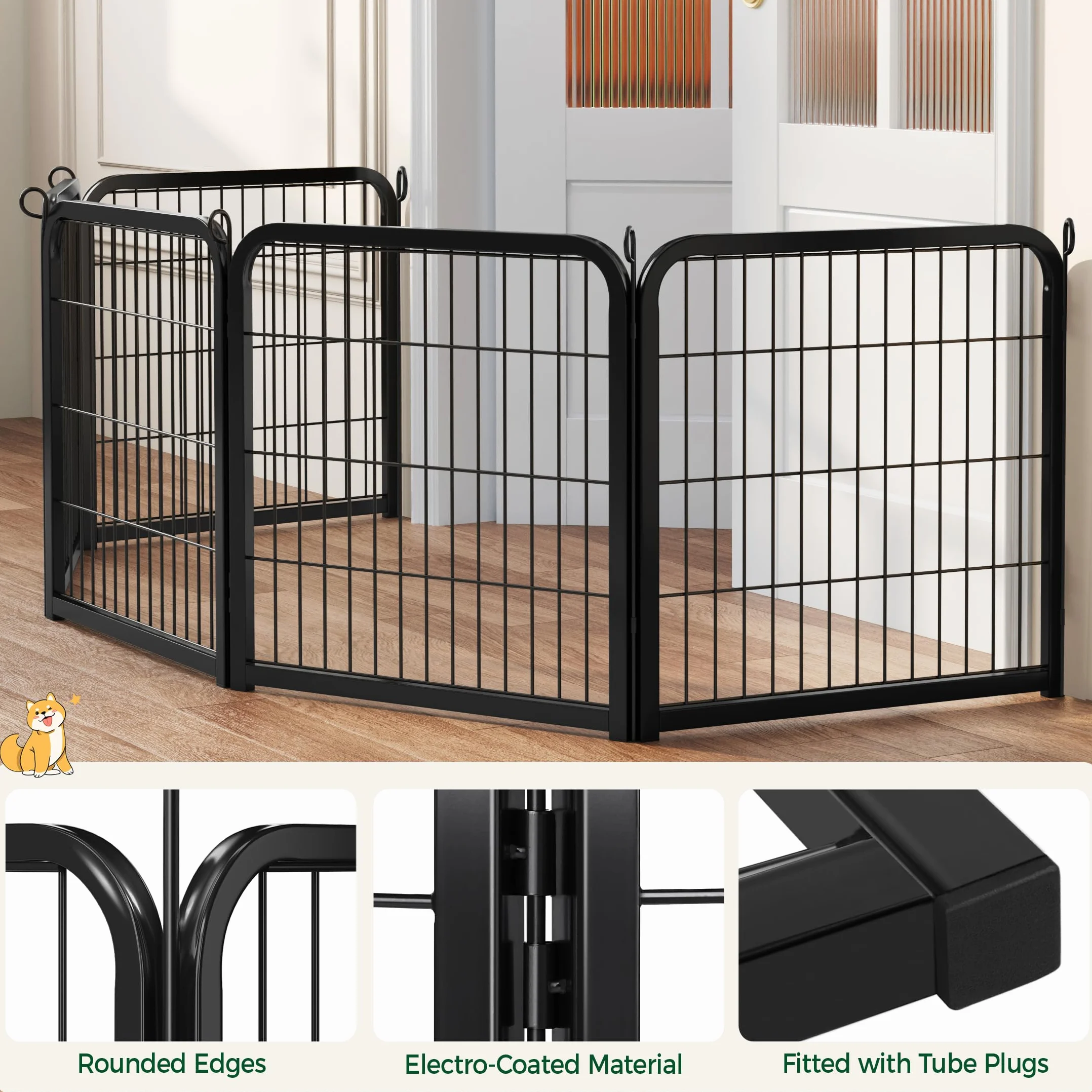 Yaheetech Parc pour Chien Métal Pliable 60x60 cm Enclos Intérieur Cage