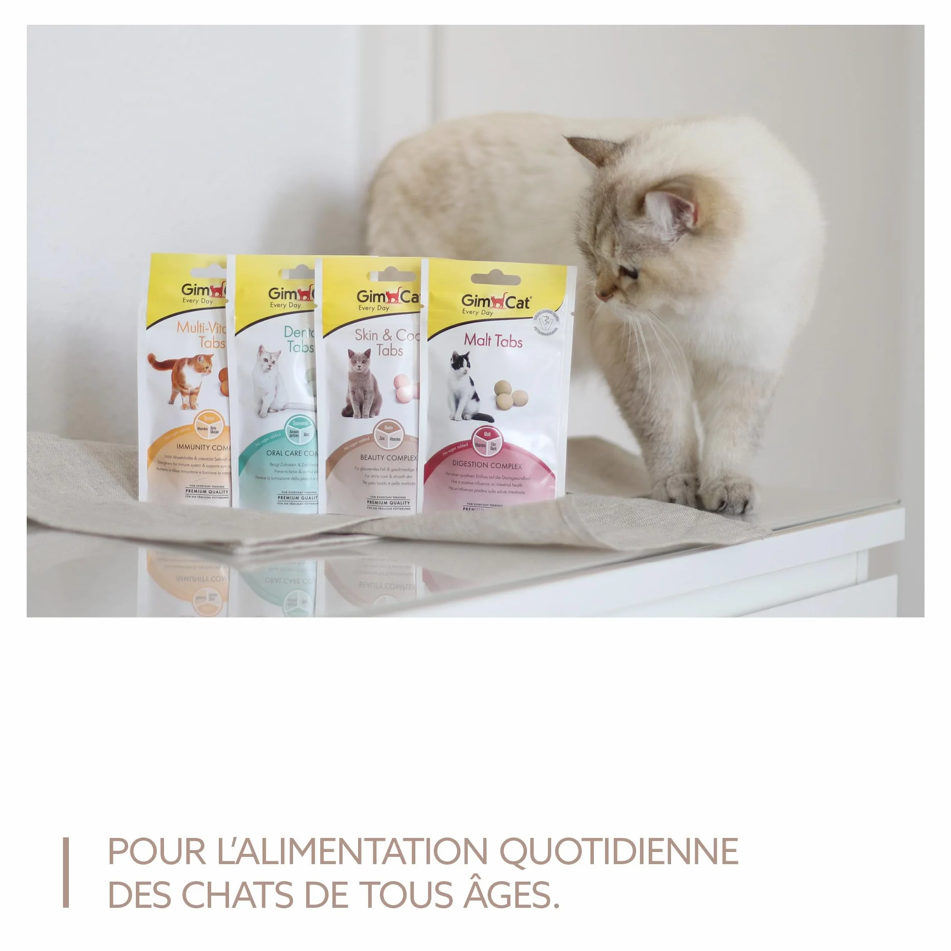 GimCat Skin & Coat Tabs Snack fonctionnel pour chats pelage peau saine Lot de 8 40 g