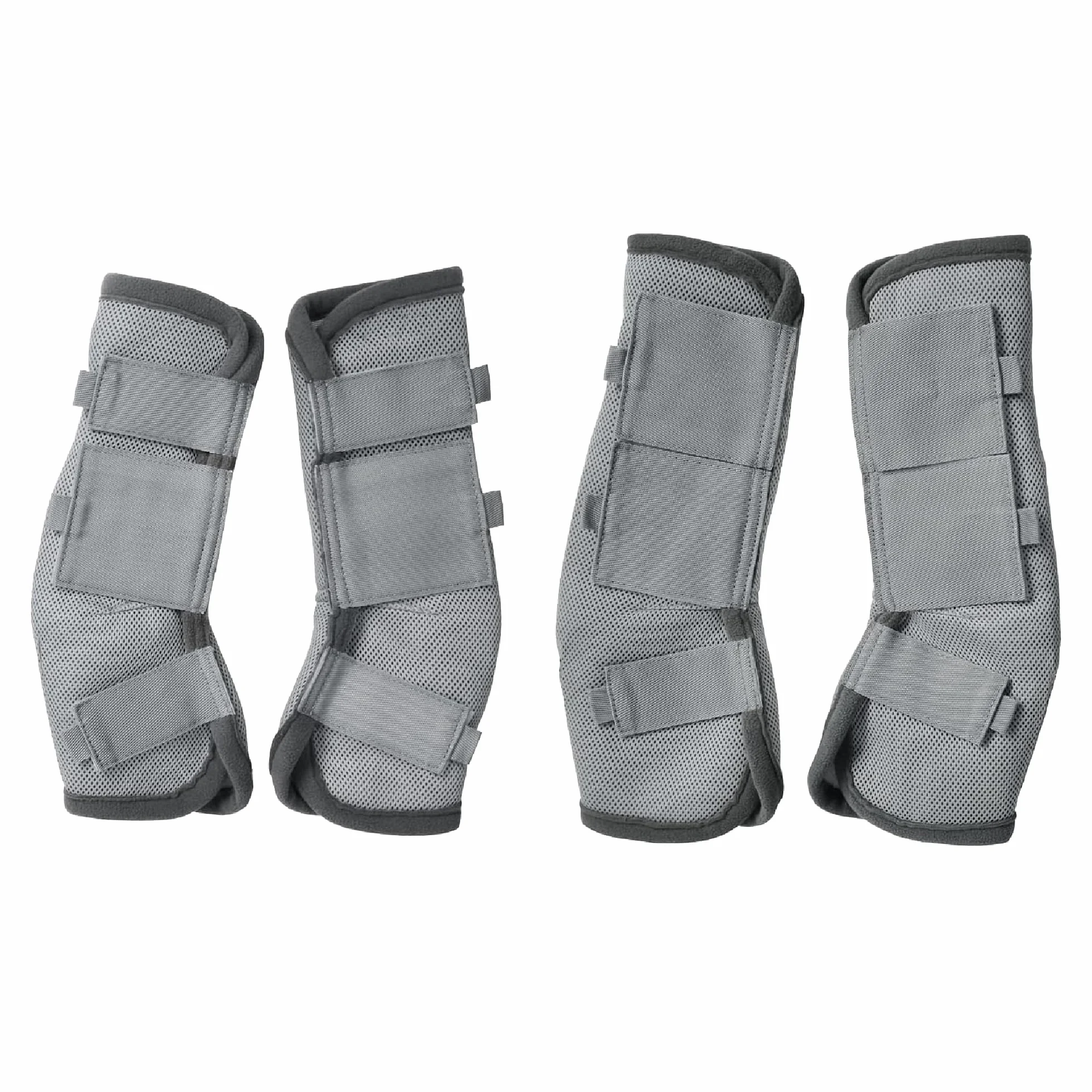 Guêtres pour Chevaux Lot de 4, Maille Respirante, Velcros Renforcés, Gris Medium