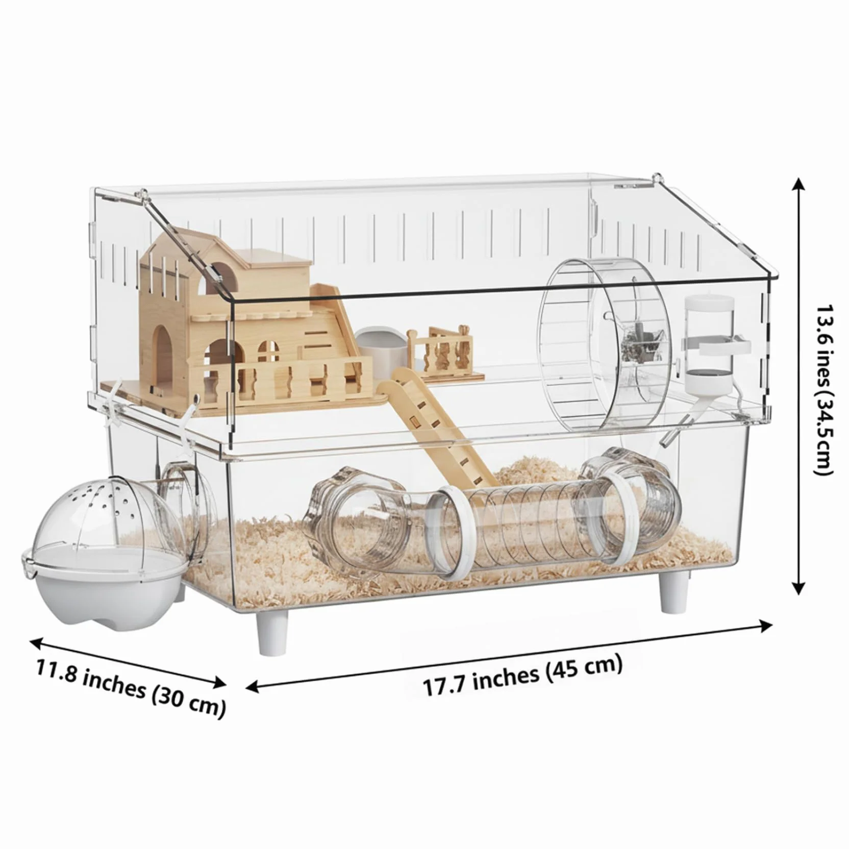 Cage à Hamster, Habitat spacieux en Acrylique Transparent avec loft en Bois, Conception Anti-évasion pour Hamsters et Souris, Cage à Souris